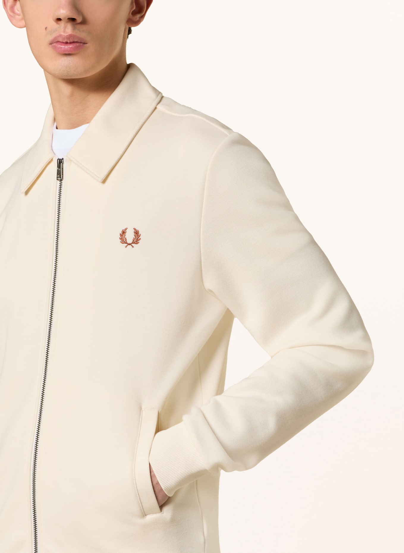 FRED PERRY Piqué-Jacke: ECRU