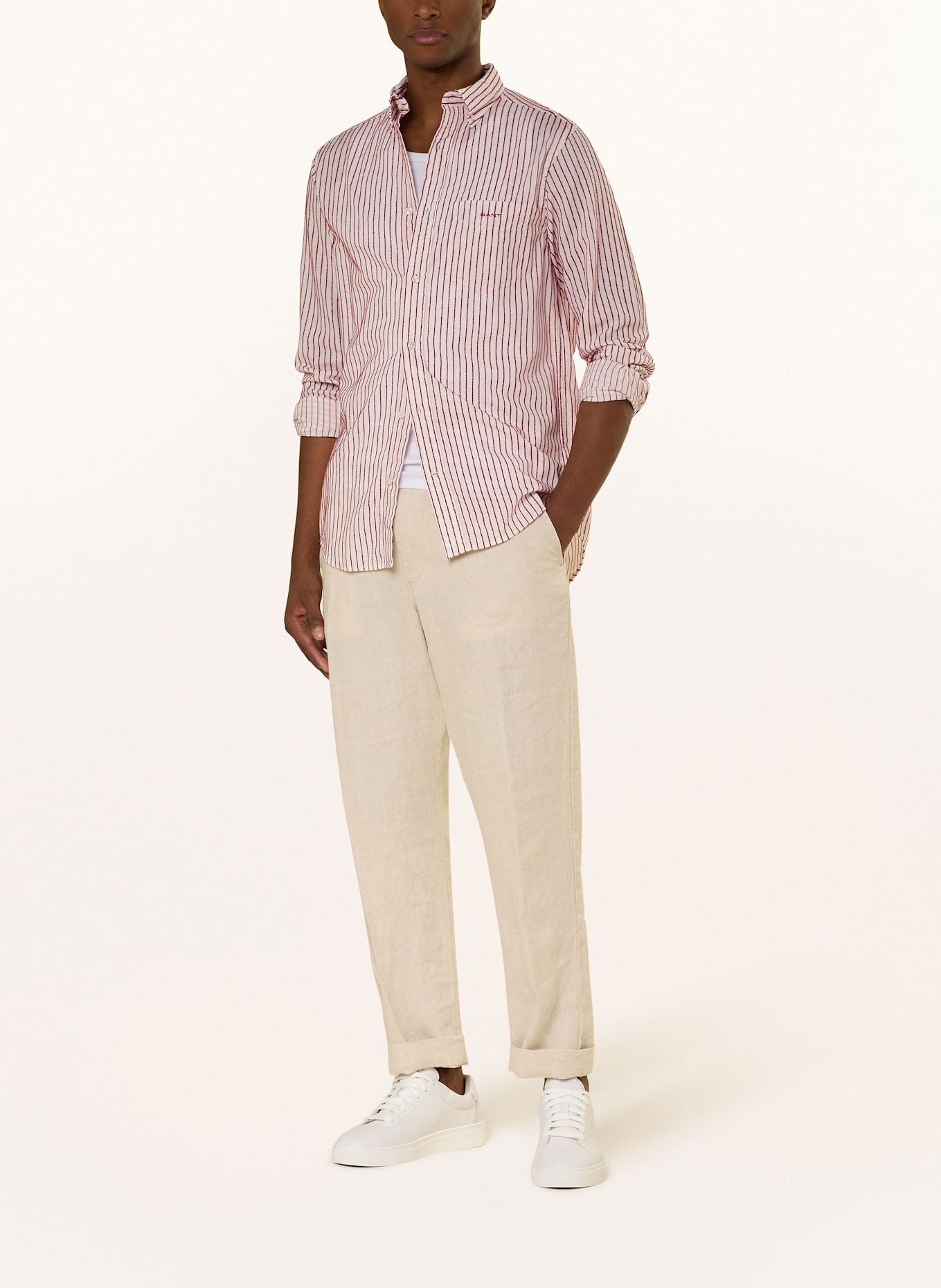 GANT Hemd Regular Fit: DUNKELROT / WEISS