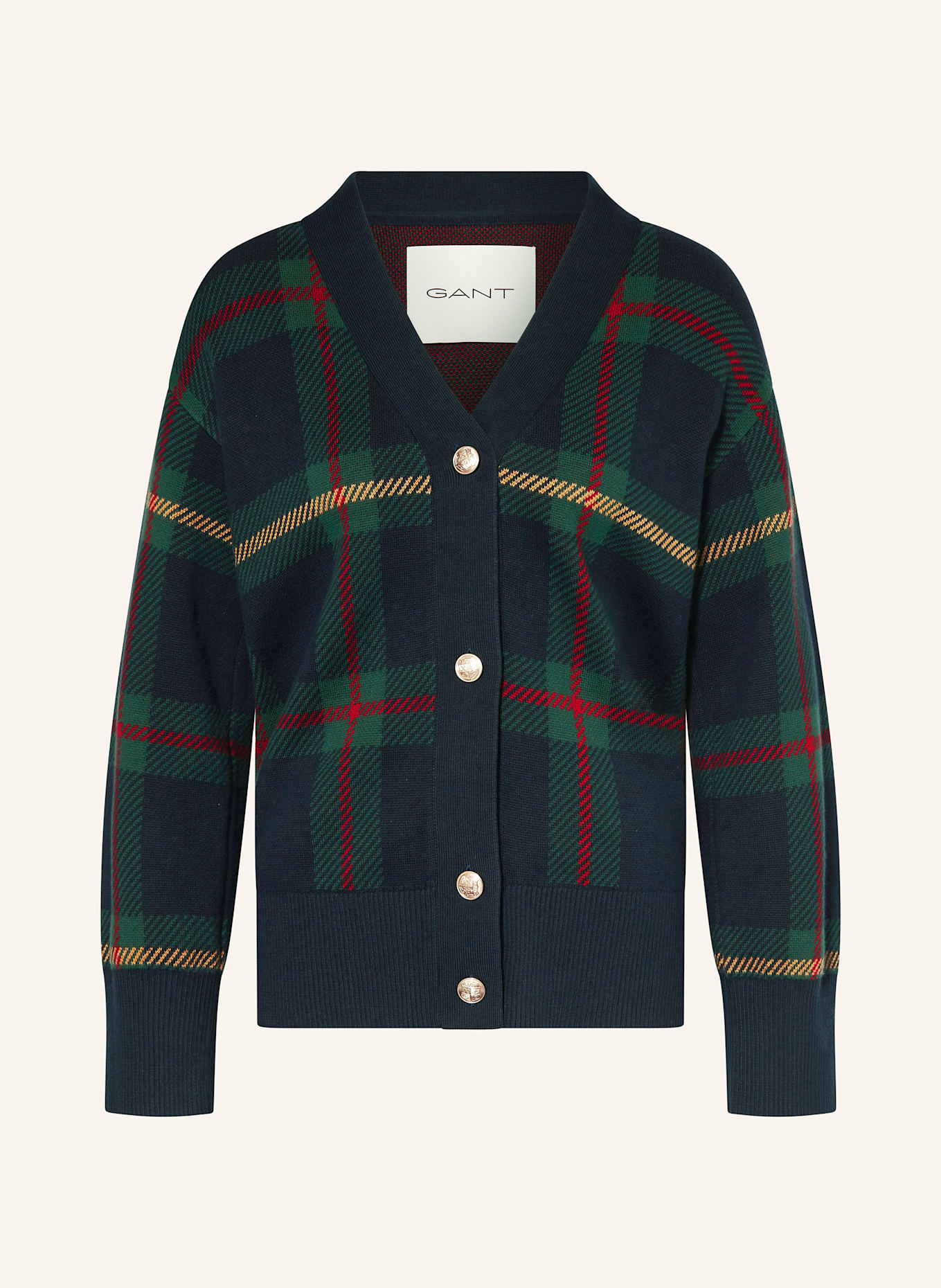 GANT Strickjacke: DUNKELBLAU/ DUNKELGRÜN/ ROT
