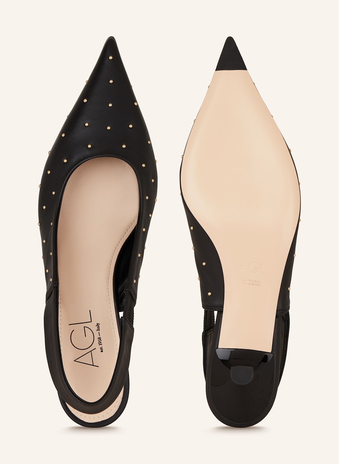 AGL Slingpumps LENOR: SCHWARZ/ GOLD