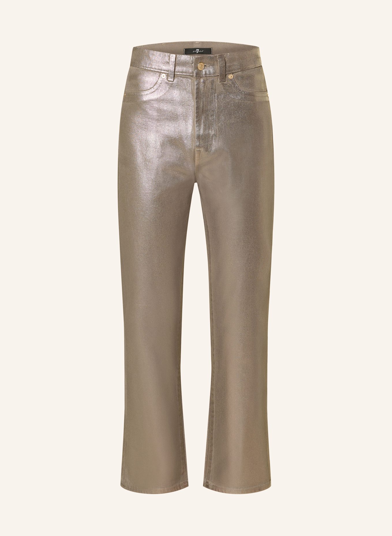 7 for all mankind Coated Jeans LOGAN STOVEPIPE COATED CHAMPAGNE: Coated Champagne YELLOW