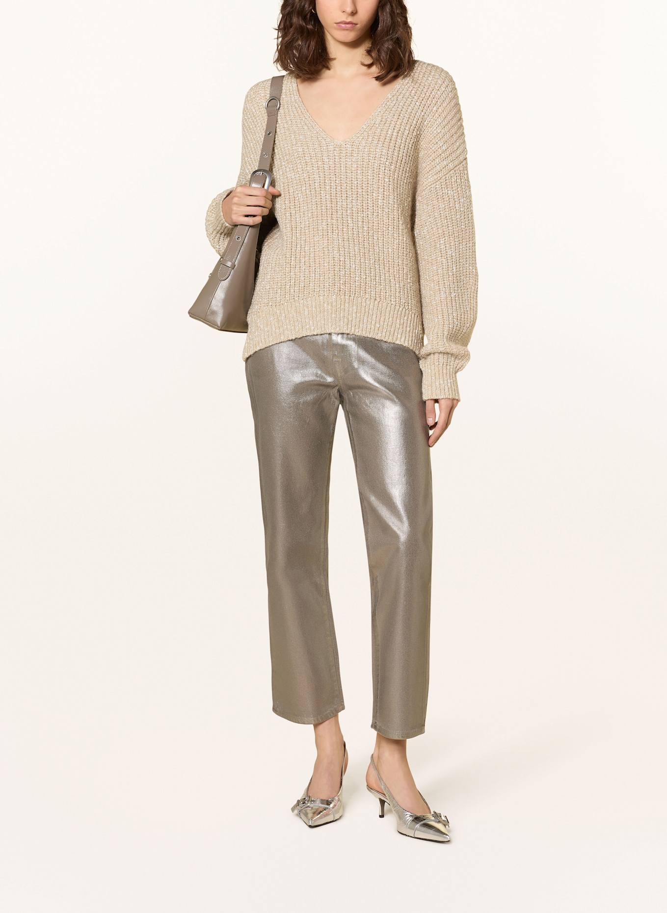 7 for all mankind Coated Jeans LOGAN STOVEPIPE COATED CHAMPAGNE: Coated Champagne YELLOW