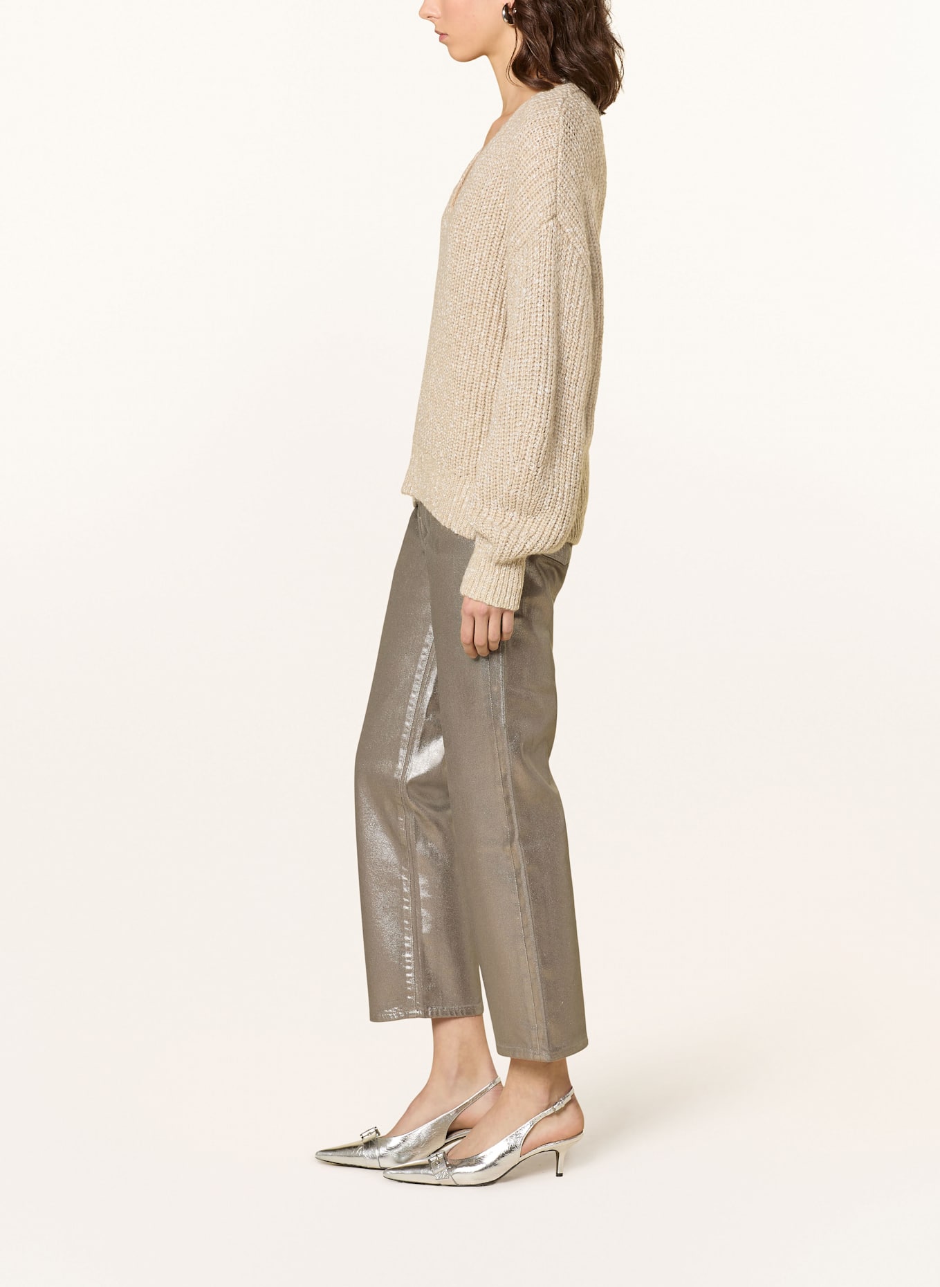 7 for all mankind Coated Jeans LOGAN STOVEPIPE COATED CHAMPAGNE: Coated Champagne YELLOW