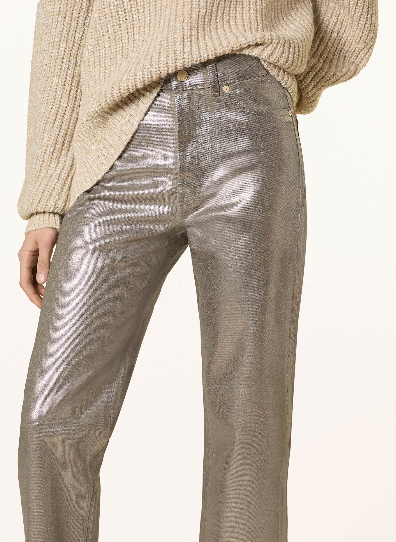7 for all mankind Coated Jeans LOGAN STOVEPIPE COATED CHAMPAGNE: Coated Champagne YELLOW