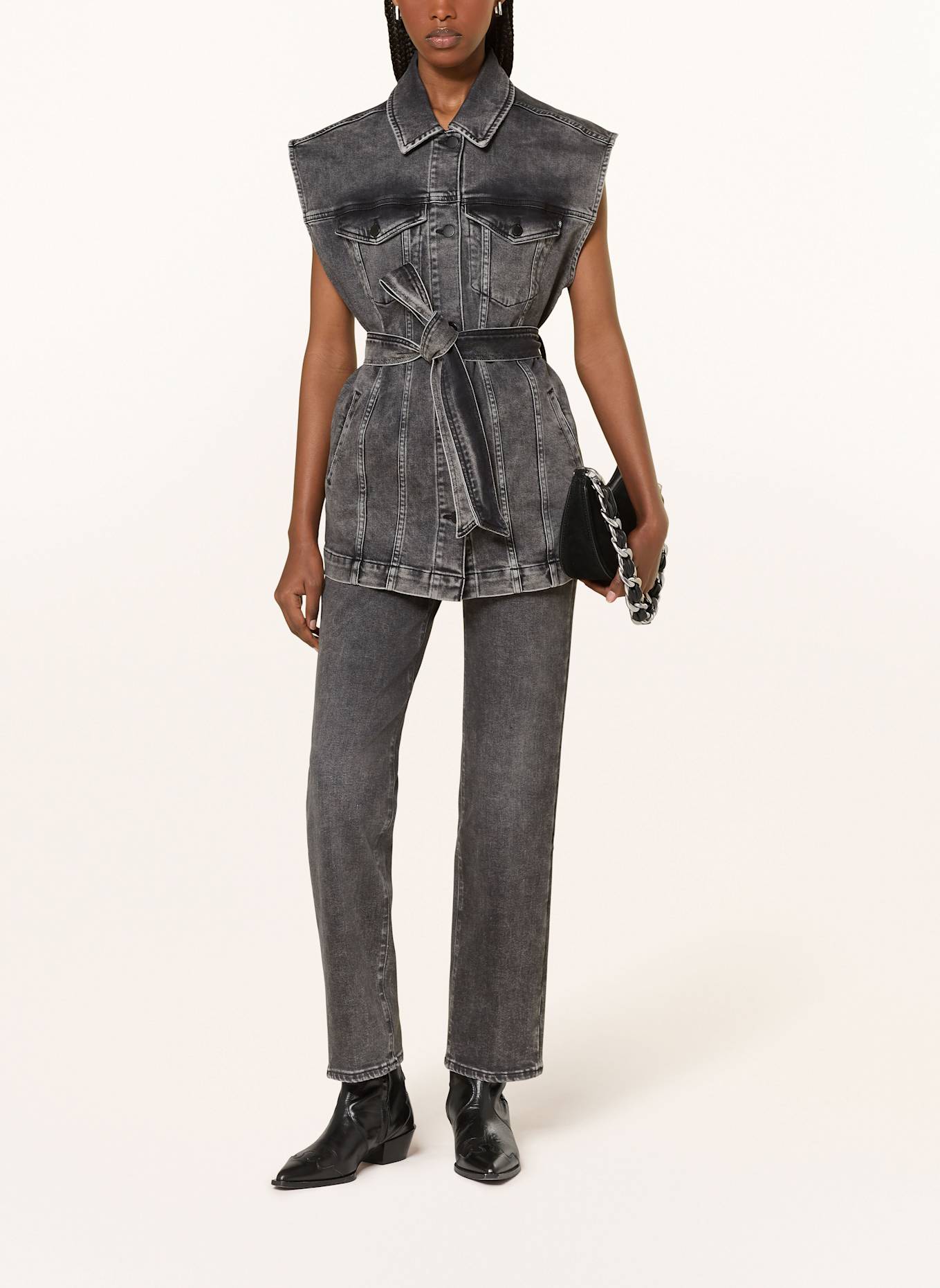 7 for all mankind Straight džíny CALIE STRAIGHT NIGHT OUT: Night Out BLACK