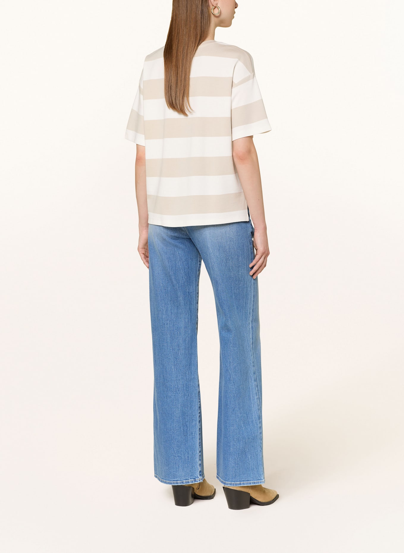 Herrlicher T-Shirt STINELLA STRIPED: ECRU/ BEIGE