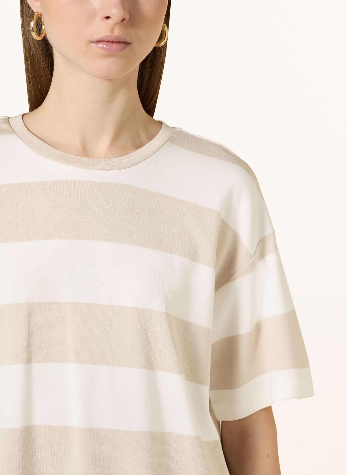 Herrlicher T-Shirt STINELLA STRIPED: ECRU/ BEIGE