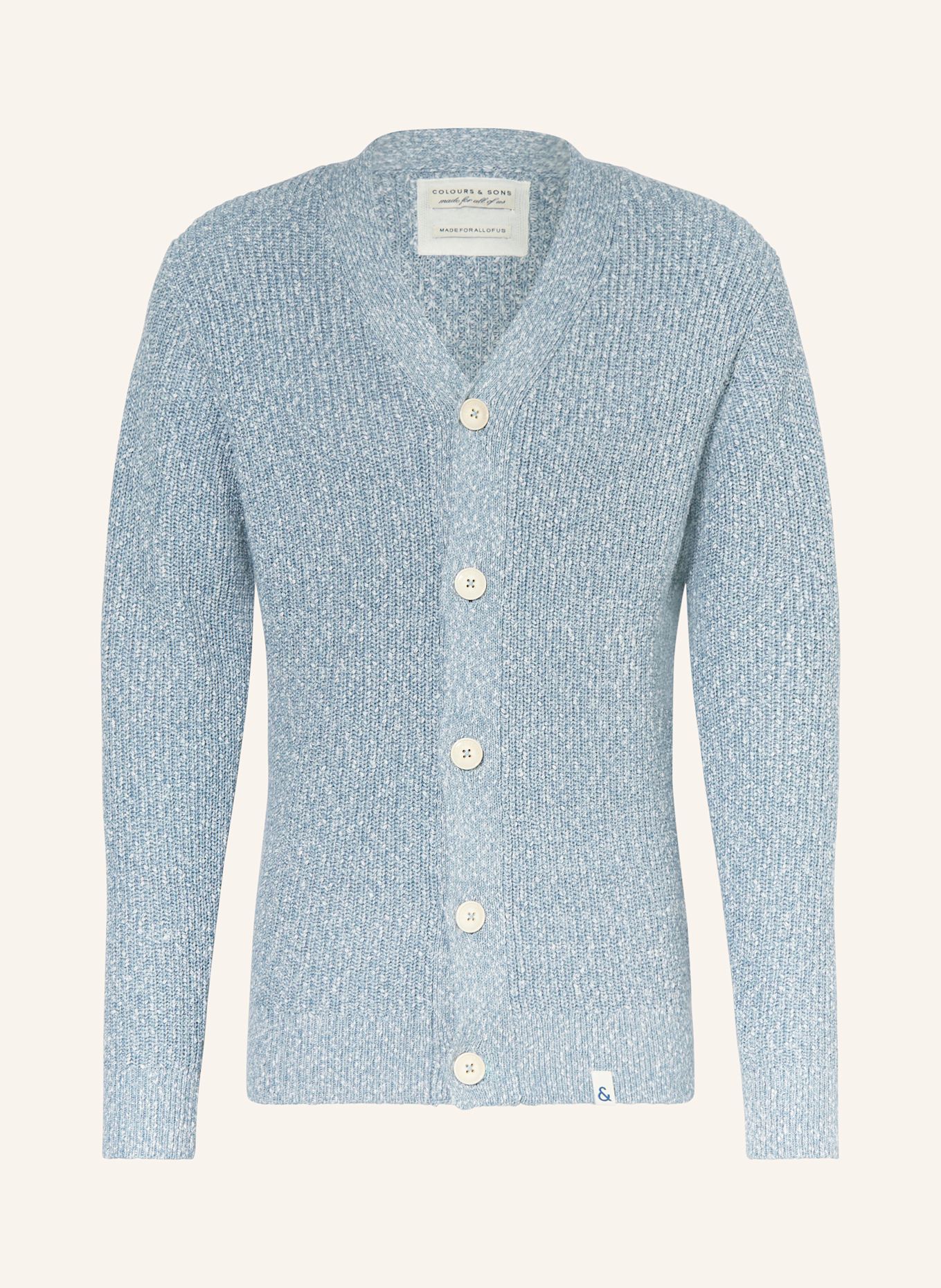 COLOURS & SONS Strickjacke: BLAUGRAU / WEISS