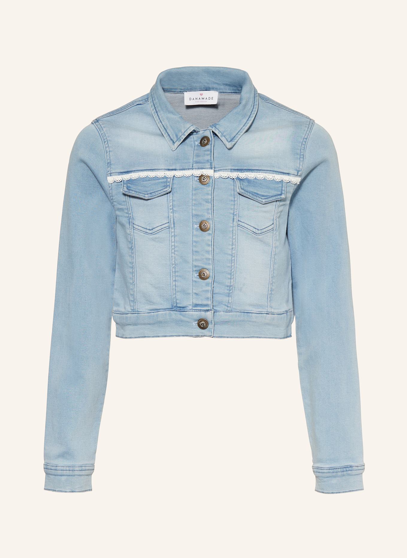DANAMADE Jeansjacke mit Spitze und Pailletten: HELLBLAU