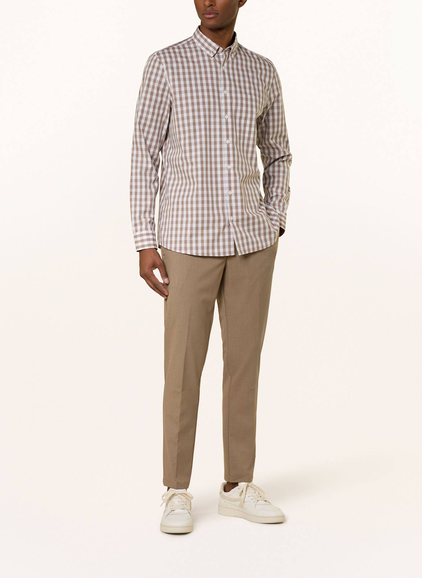 MAERZ MUENCHEN Hemd Modern Fit: BRAUN / WEISS / SCHWARZ