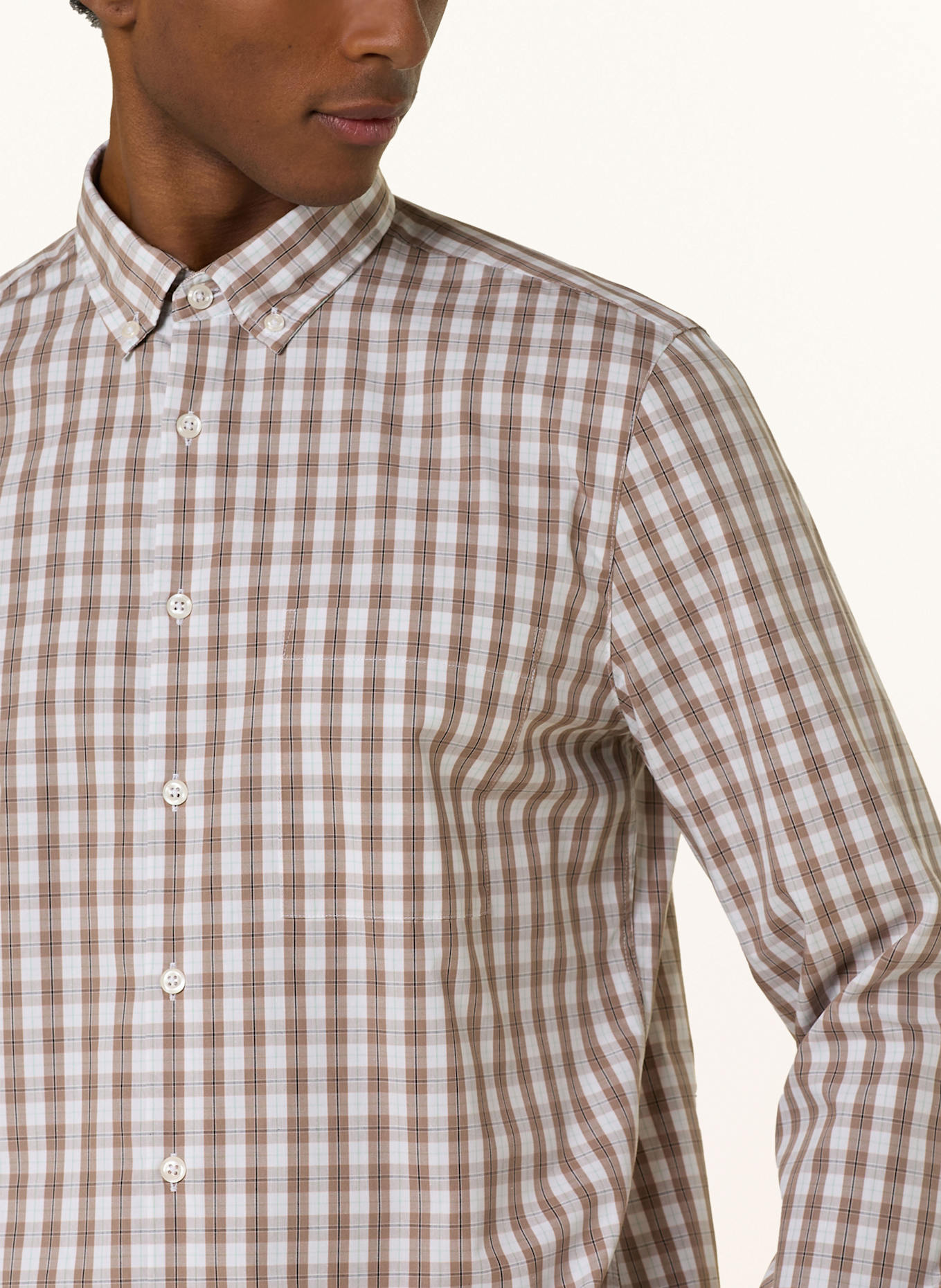 MAERZ MUENCHEN Hemd Modern Fit: BRAUN / WEISS / SCHWARZ