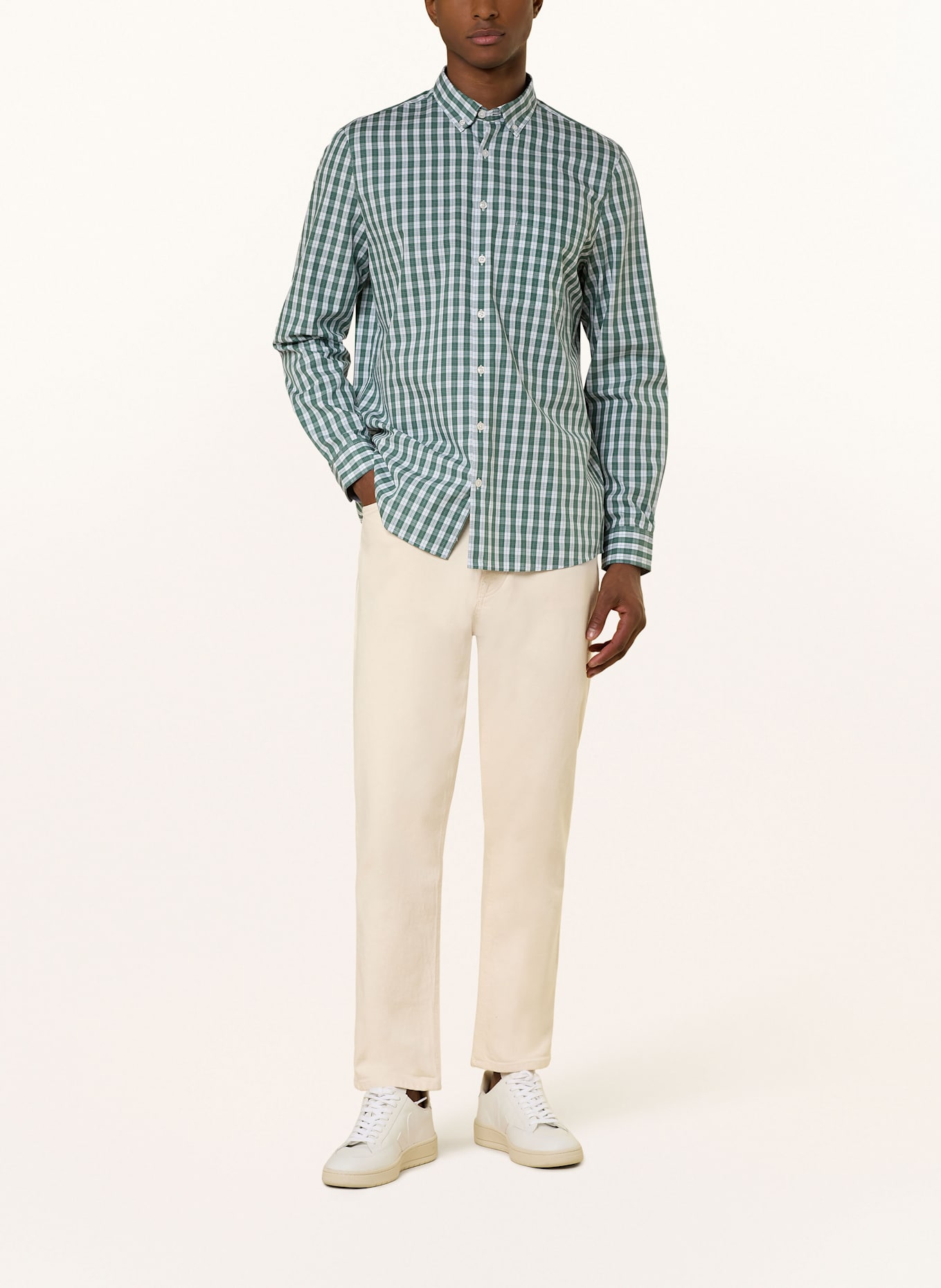 MAERZ MUENCHEN Hemd Modern Fit: GRÜN / WEISS / SCHWARZ