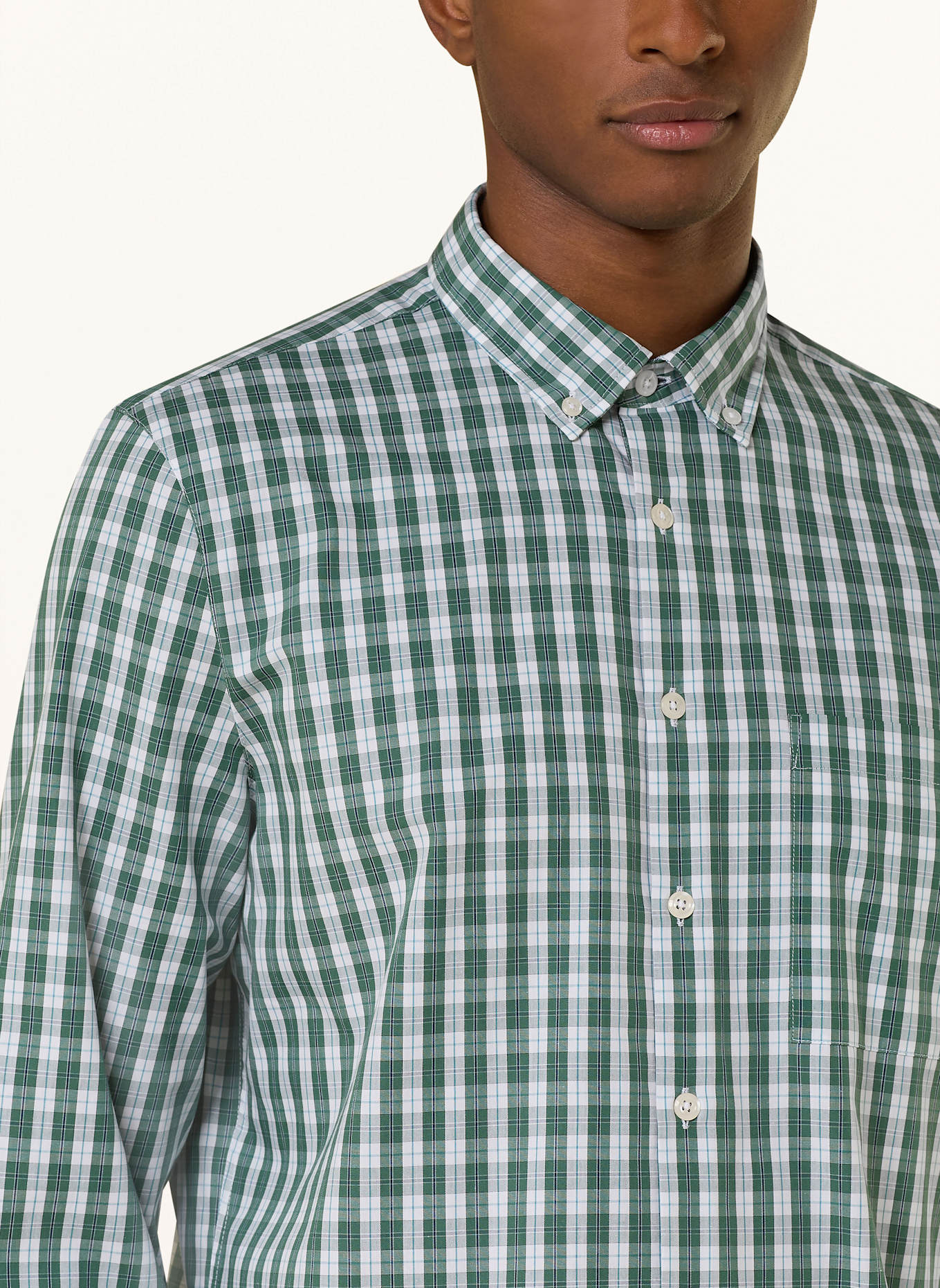 MAERZ MUENCHEN Hemd Modern Fit: GRÜN / WEISS / SCHWARZ