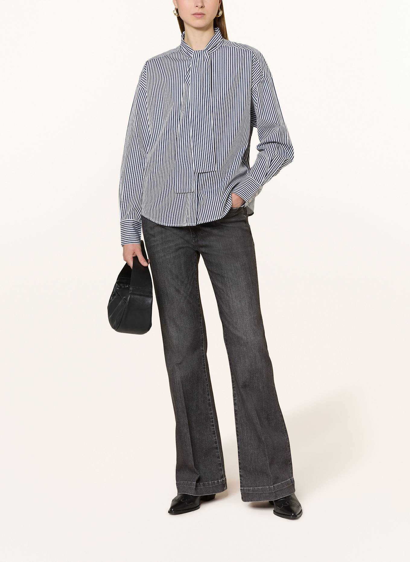 Marc O'Polo Bow-tie blouse: WHITE / DARK BLUE