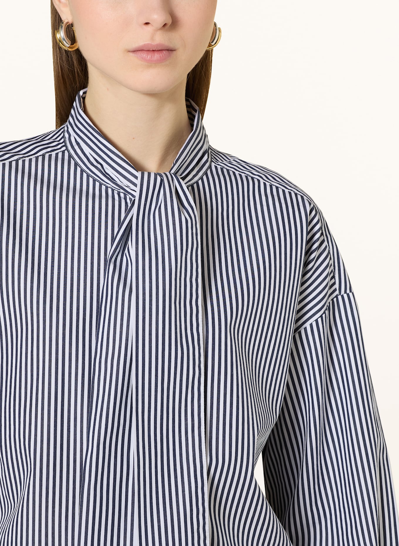 Marc O'Polo Bow-tie blouse: WHITE / DARK BLUE