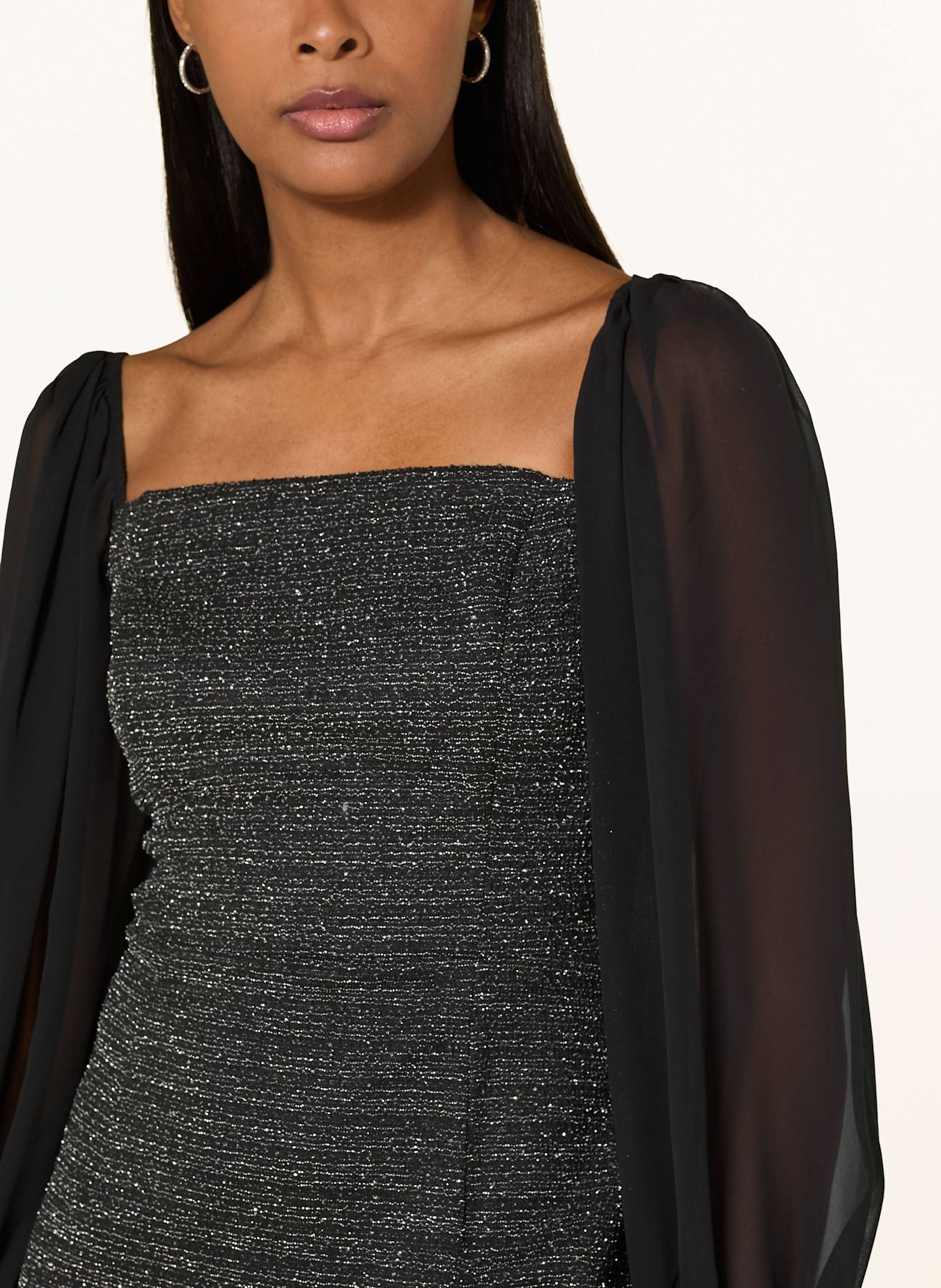 ADRIANNA PAPELL Tweed-Kleid mit Glitzergarn: SCHWARZ / SILBER