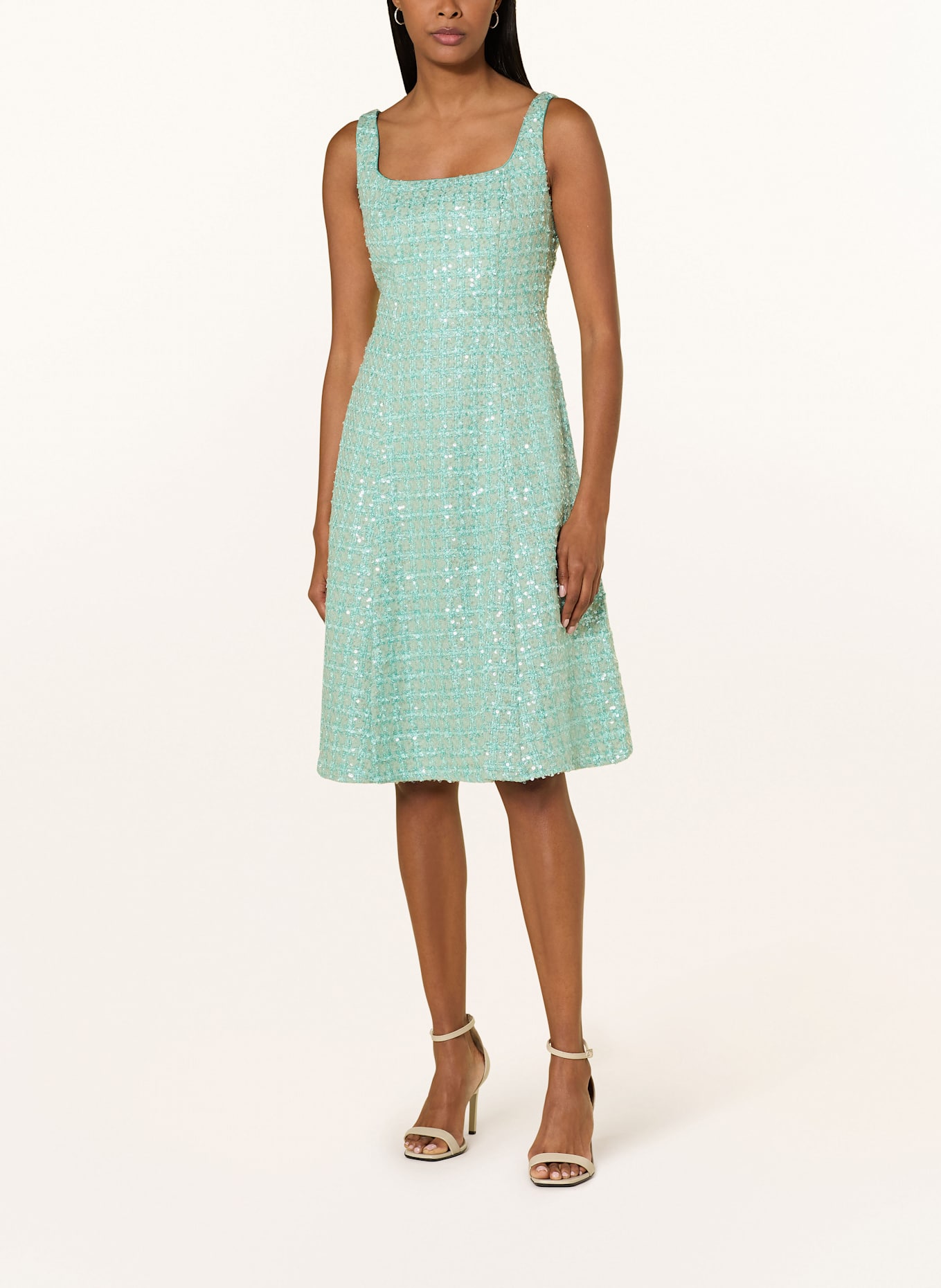 ADRIANNA PAPELL Tweed-Kleid mit Glitzergarn und Pailletten: MINT