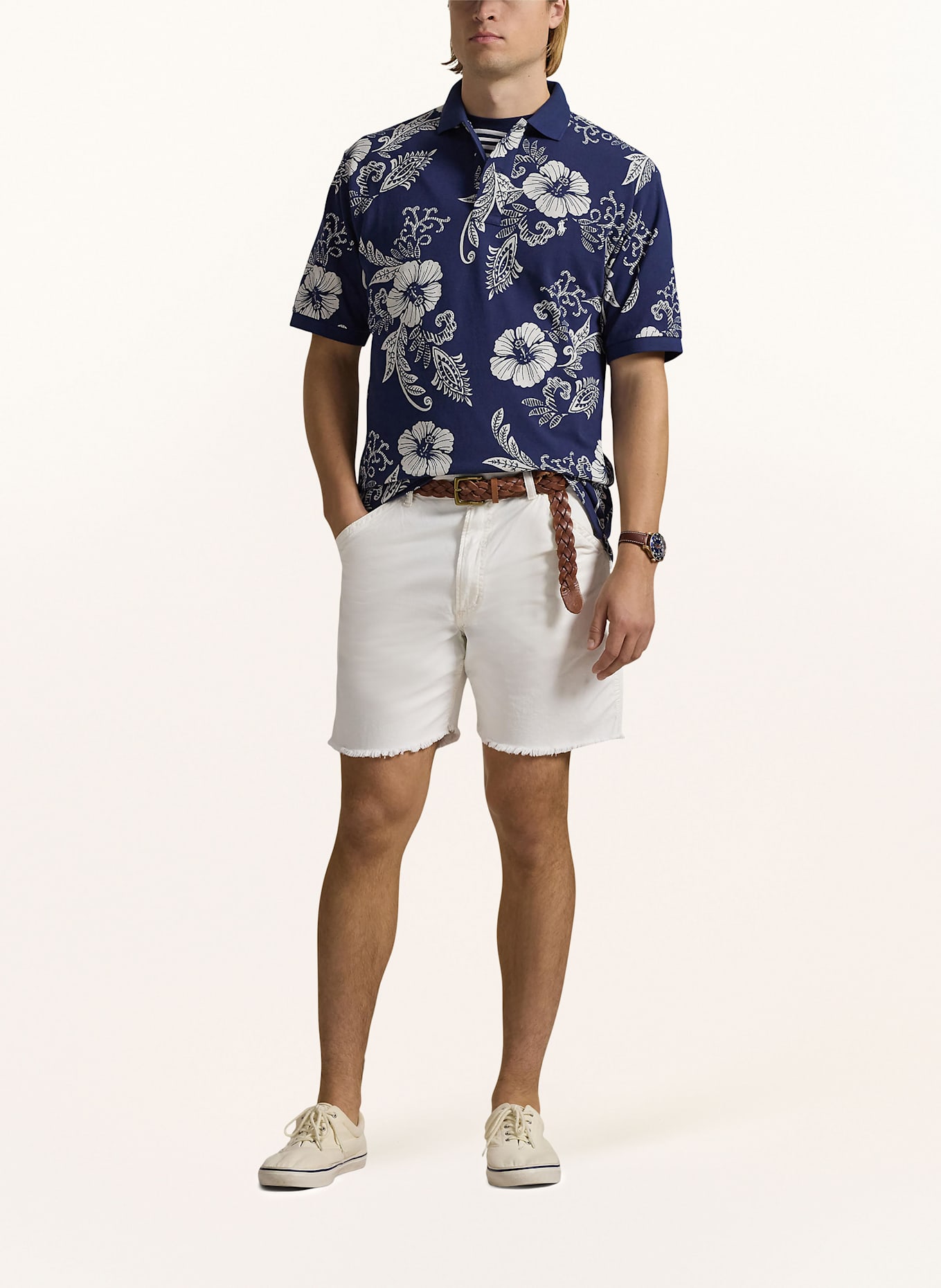 POLO RALPH LAUREN Big & Tall Piqué-Poloshirt: DUNKELBLAU/ WEISS