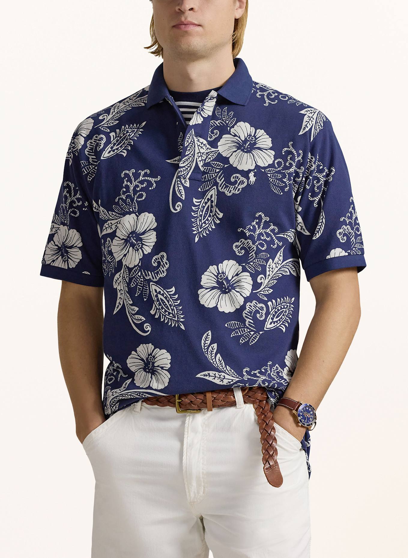 POLO RALPH LAUREN Big & Tall Piqué-Poloshirt: DUNKELBLAU/ WEISS