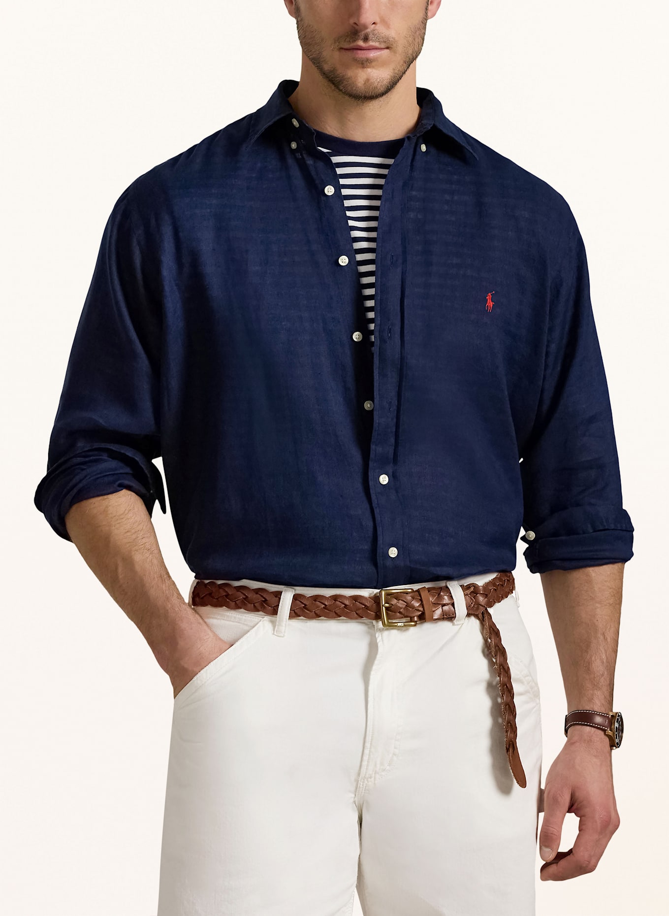 POLO RALPH LAUREN Big & Tall Leinenhemd Comfort Fit: DUNKELBLAU