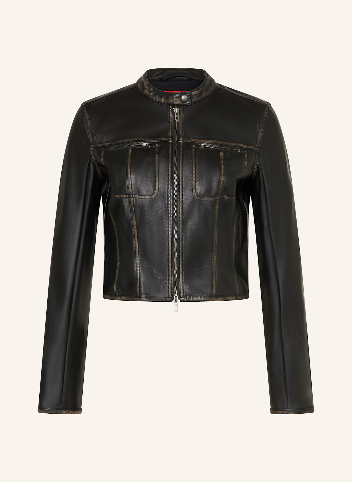 DIESEL Jacke G-LOBE in Lederoptik: SCHWARZ