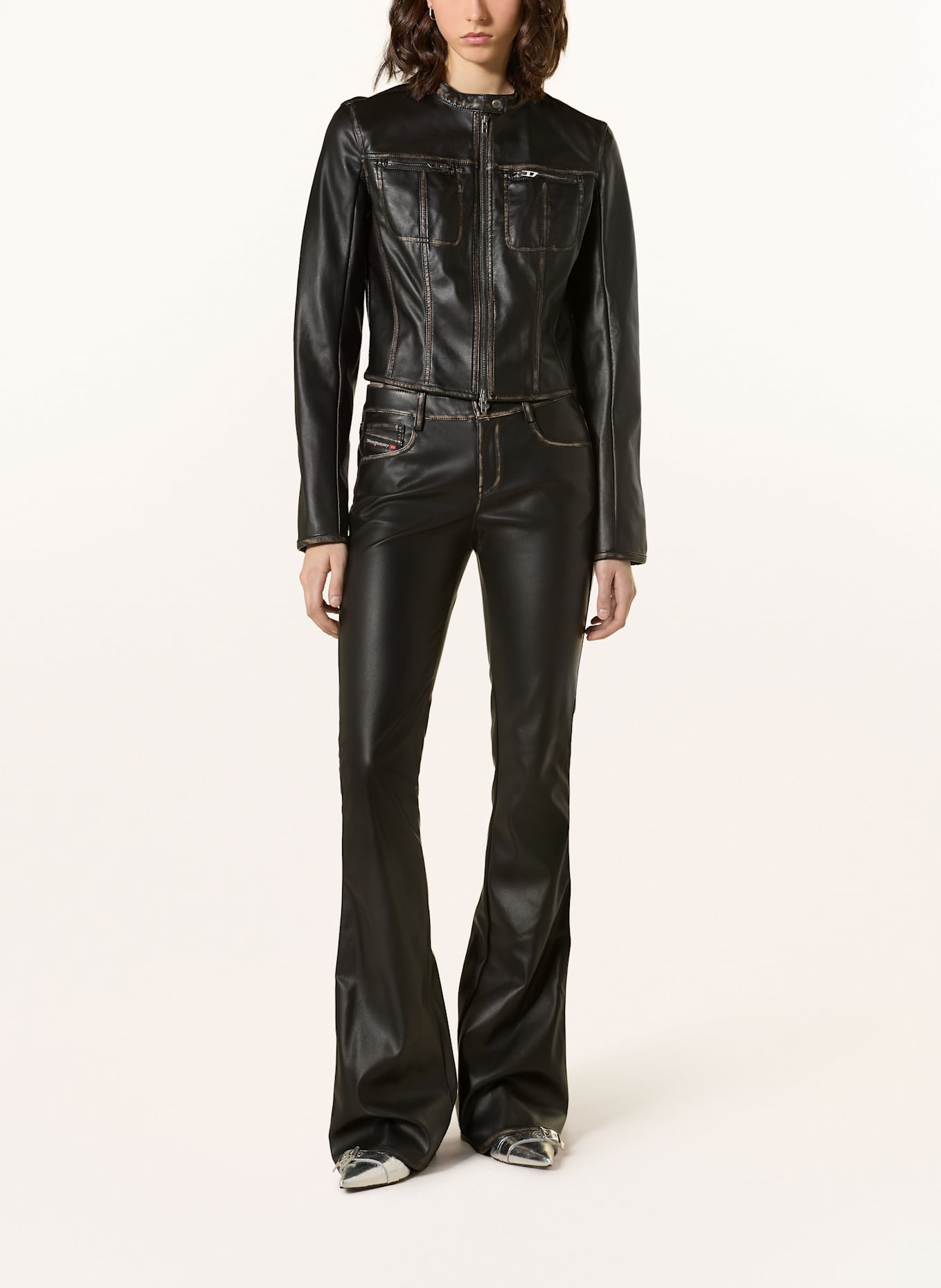 DIESEL Jacke G-LOBE in Lederoptik: SCHWARZ