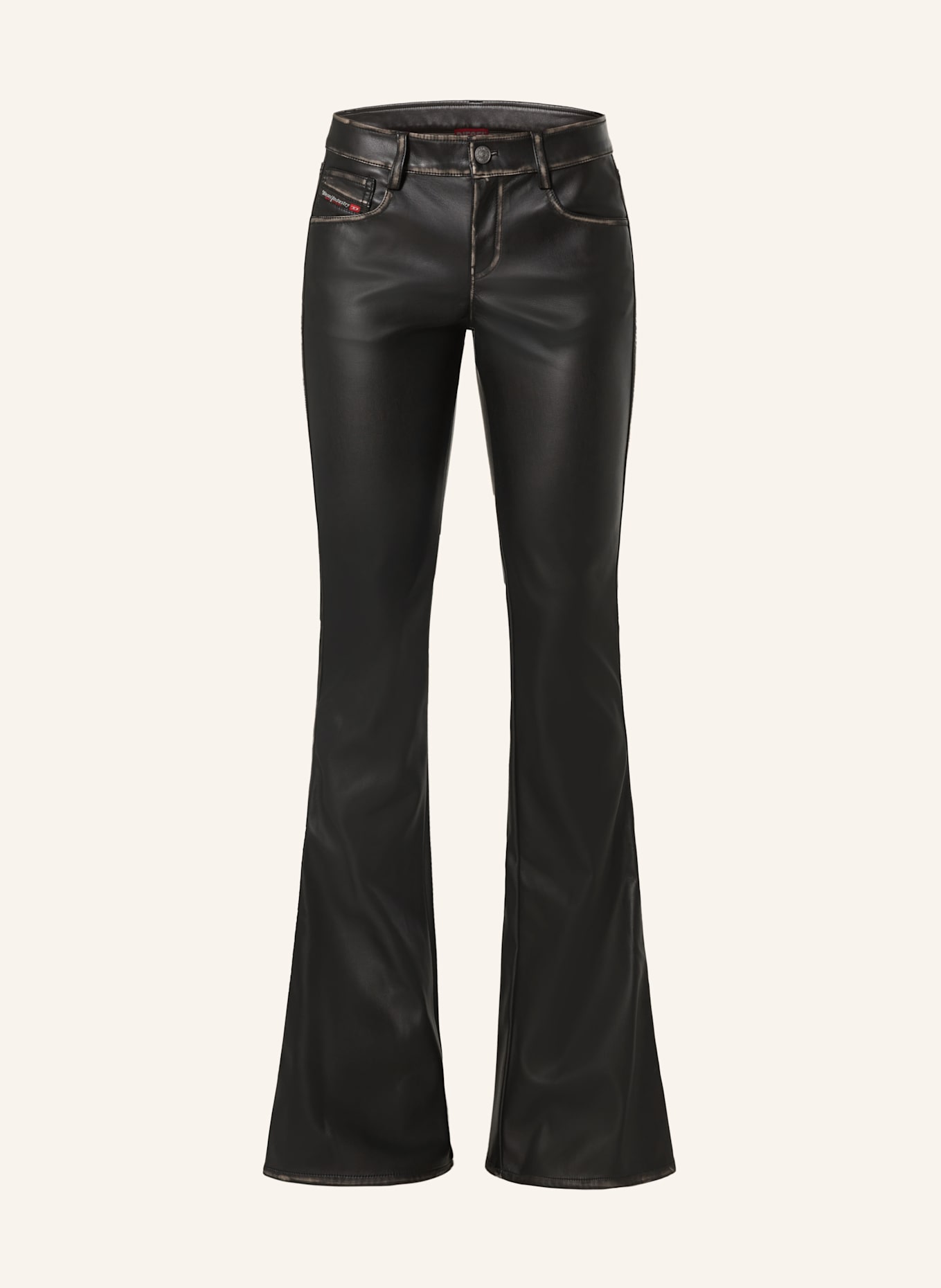 DIESEL Pantalon bootcut STELLAR aspect cuir: NOIR