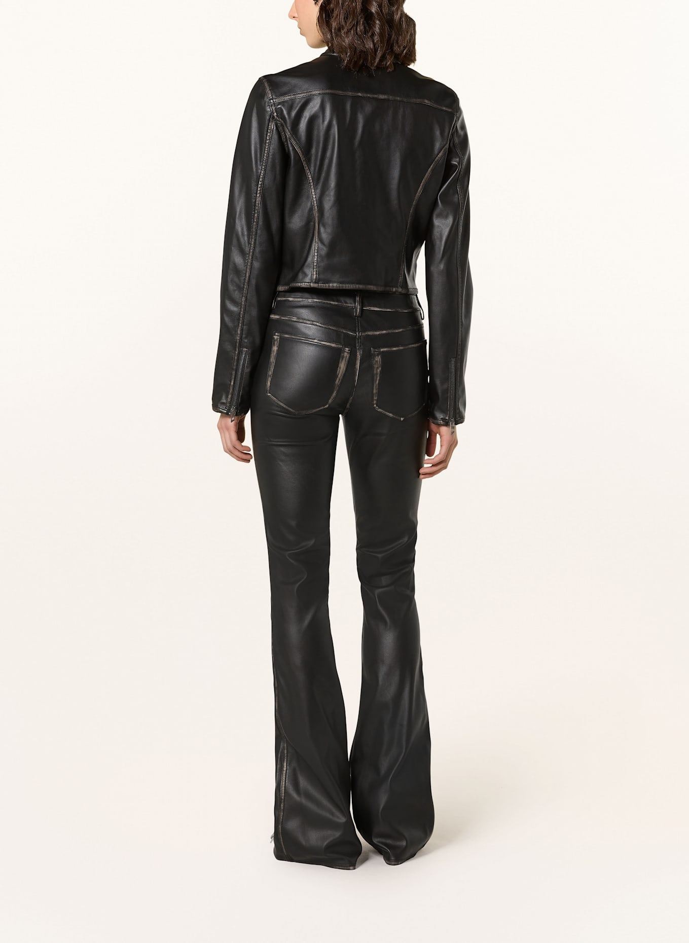 DIESEL Pantalon bootcut STELLAR aspect cuir: NOIR