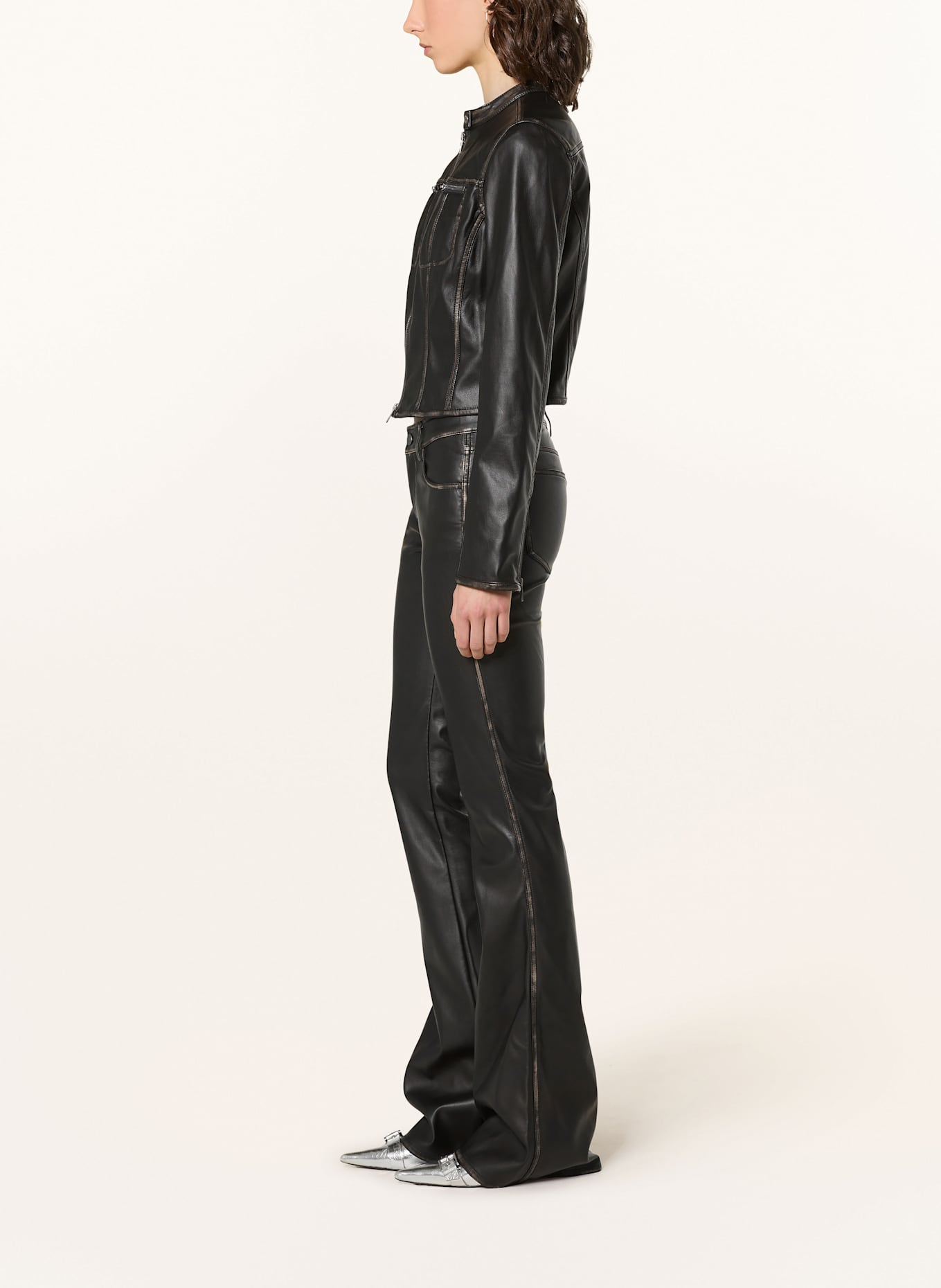 DIESEL Pantalon bootcut STELLAR aspect cuir: NOIR