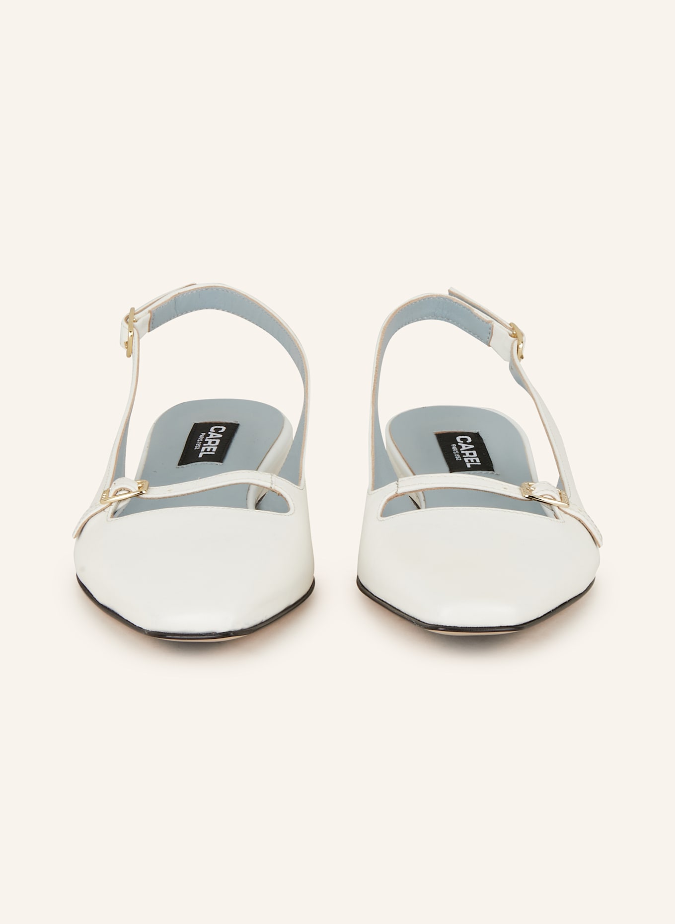 サンダル・ミュール CAREL Ninon sandals - Carel - Leather - White Ninon - Ivory leather slingback ballet flats | Carel Paris