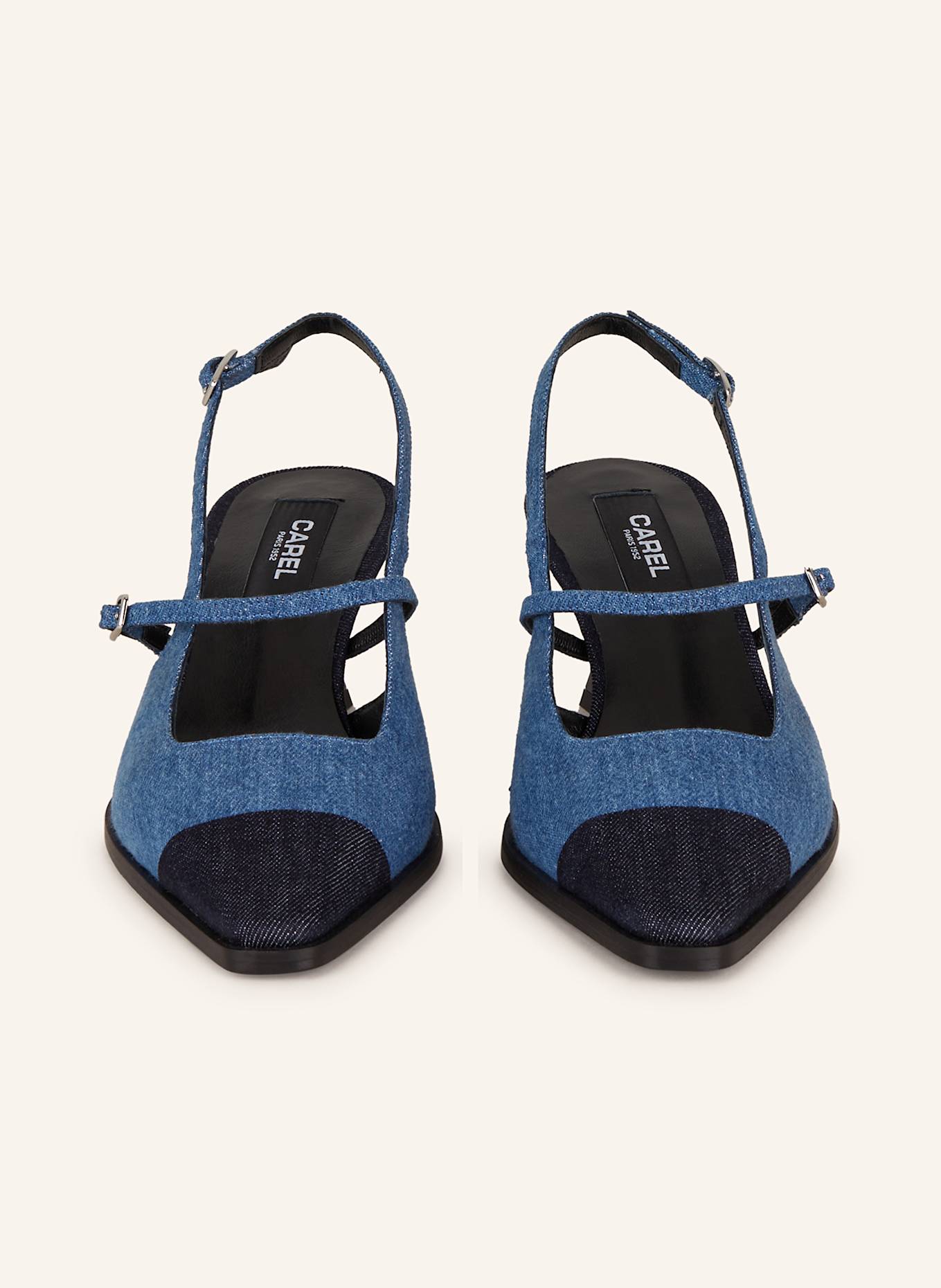 サンダル・ミュール CAREL Cecile Pumps - Carel - Cotton - Blue Cecile - Two-tone blue denim fabric slingback pumps | Carel