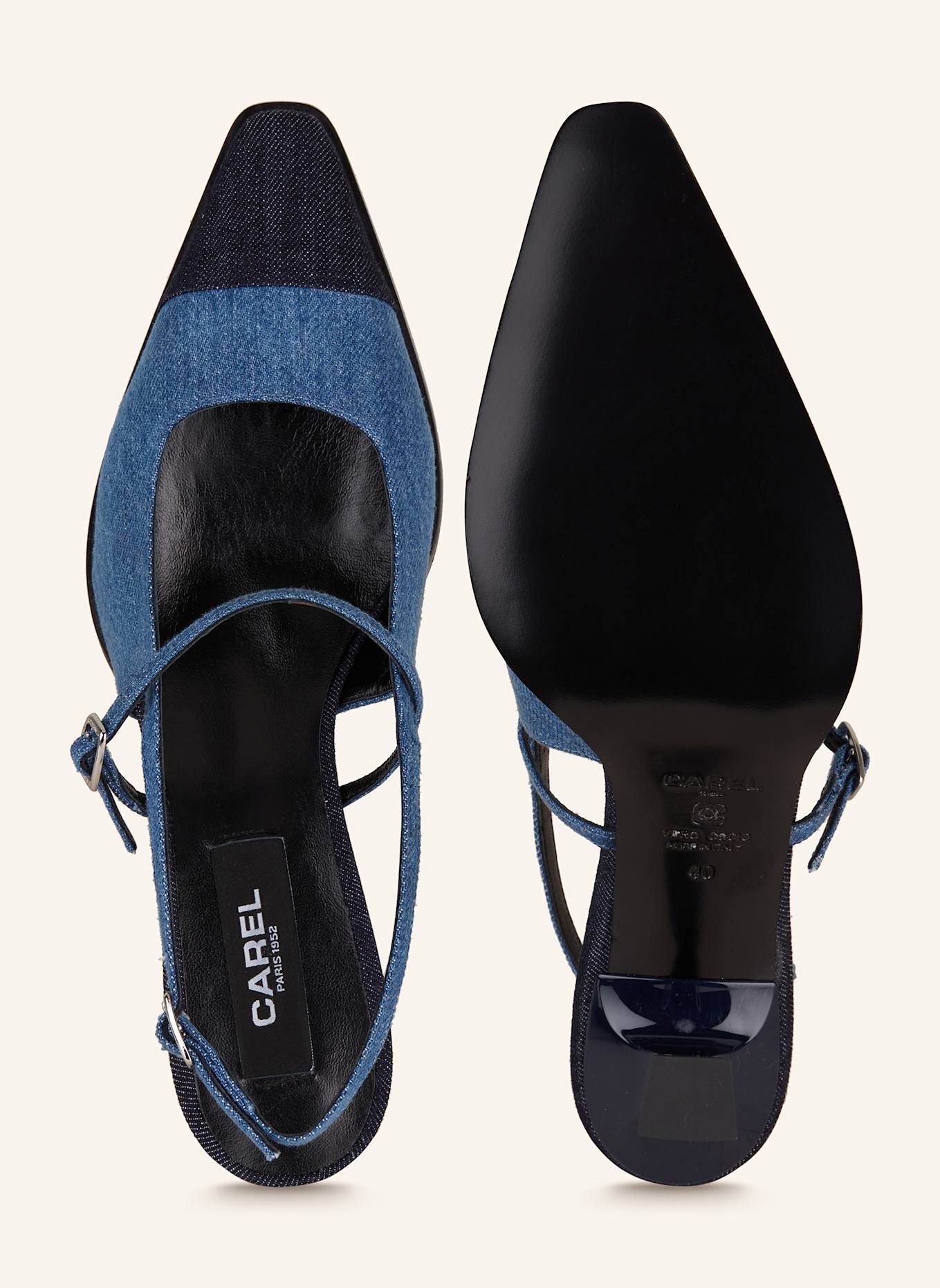 CAREL Slingpumps CECILE in Jeansoptik in blau/ dunkelblau