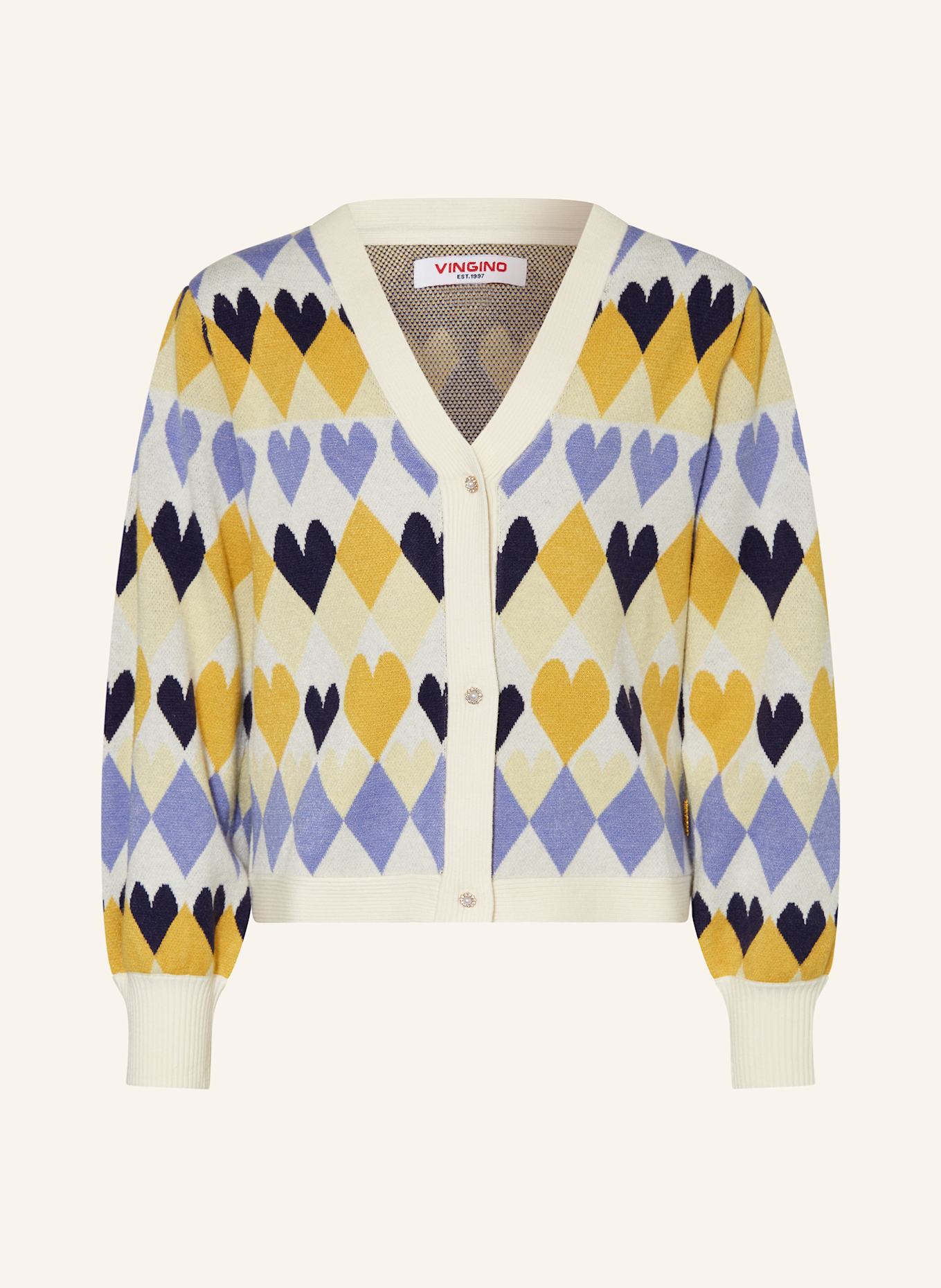 VINGINO Strickjacke MALINA mit Schmucksteinen: DUNKELBLAU/ HELLLILA/ DUNKELGELB
