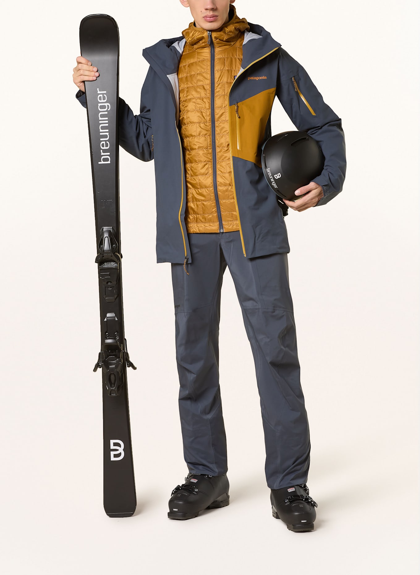 patagonia Skijacke SNOWDRIFTER: BLAUGRAU/ DUNKELORANGE