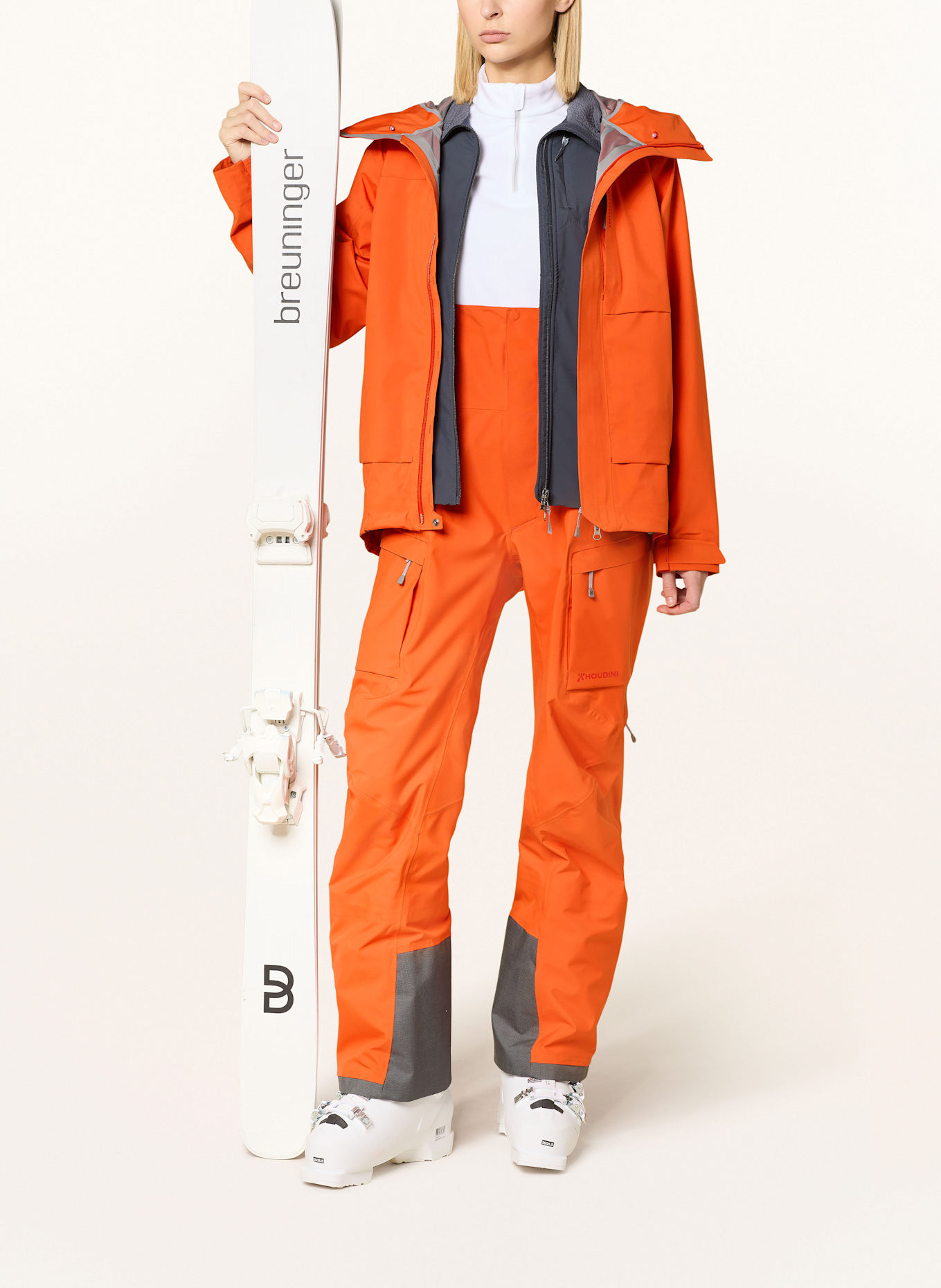 HOUDINI ROLLERCOASTER BIB hardshell ski pants in orange/ gray