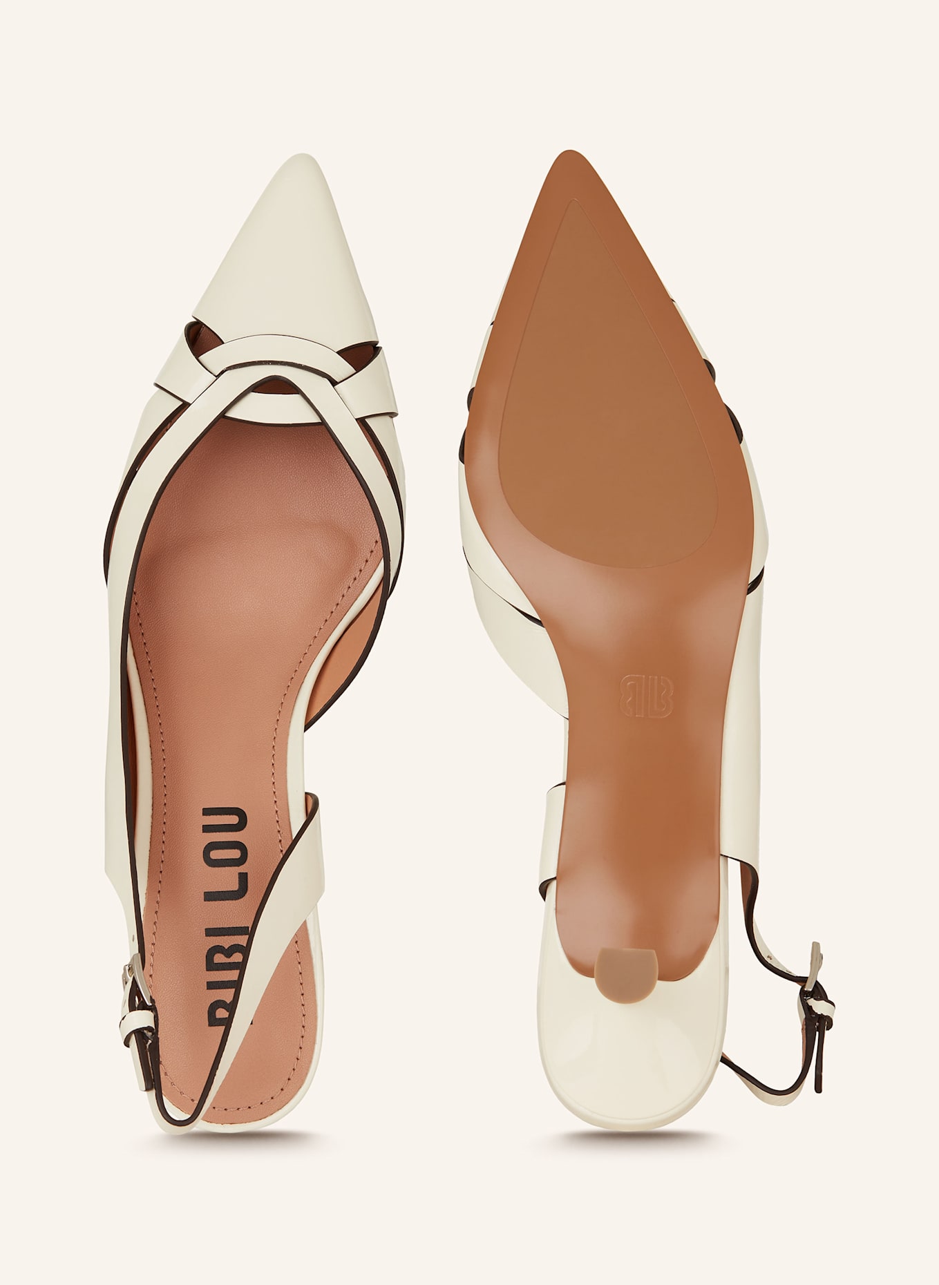 BIBI LOU Czółenka z odkrytą piętą SALONES z wycięciem: ECRU