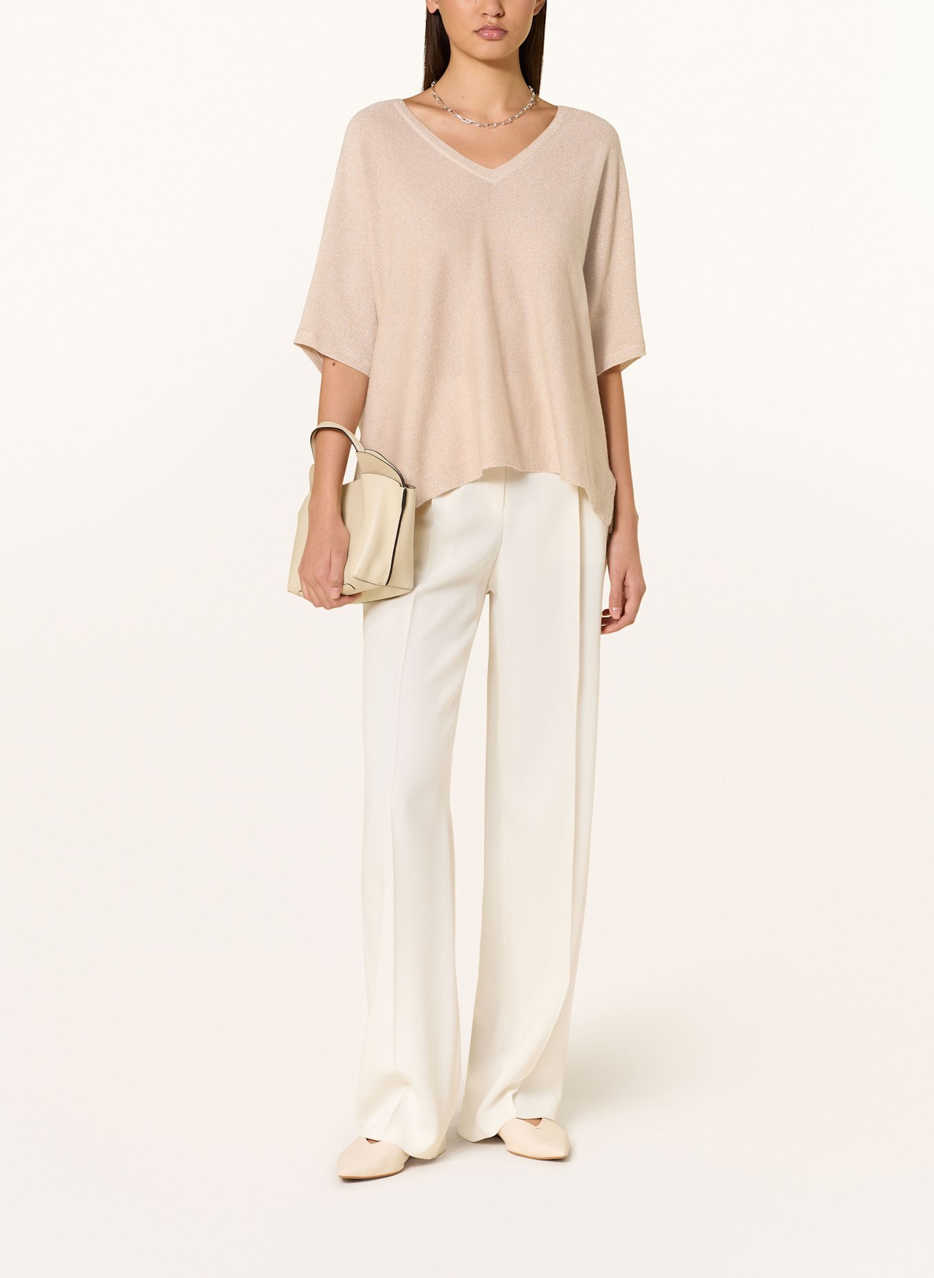 FTC CASHMERE Strickshirt mit Glitzergarn: BEIGE