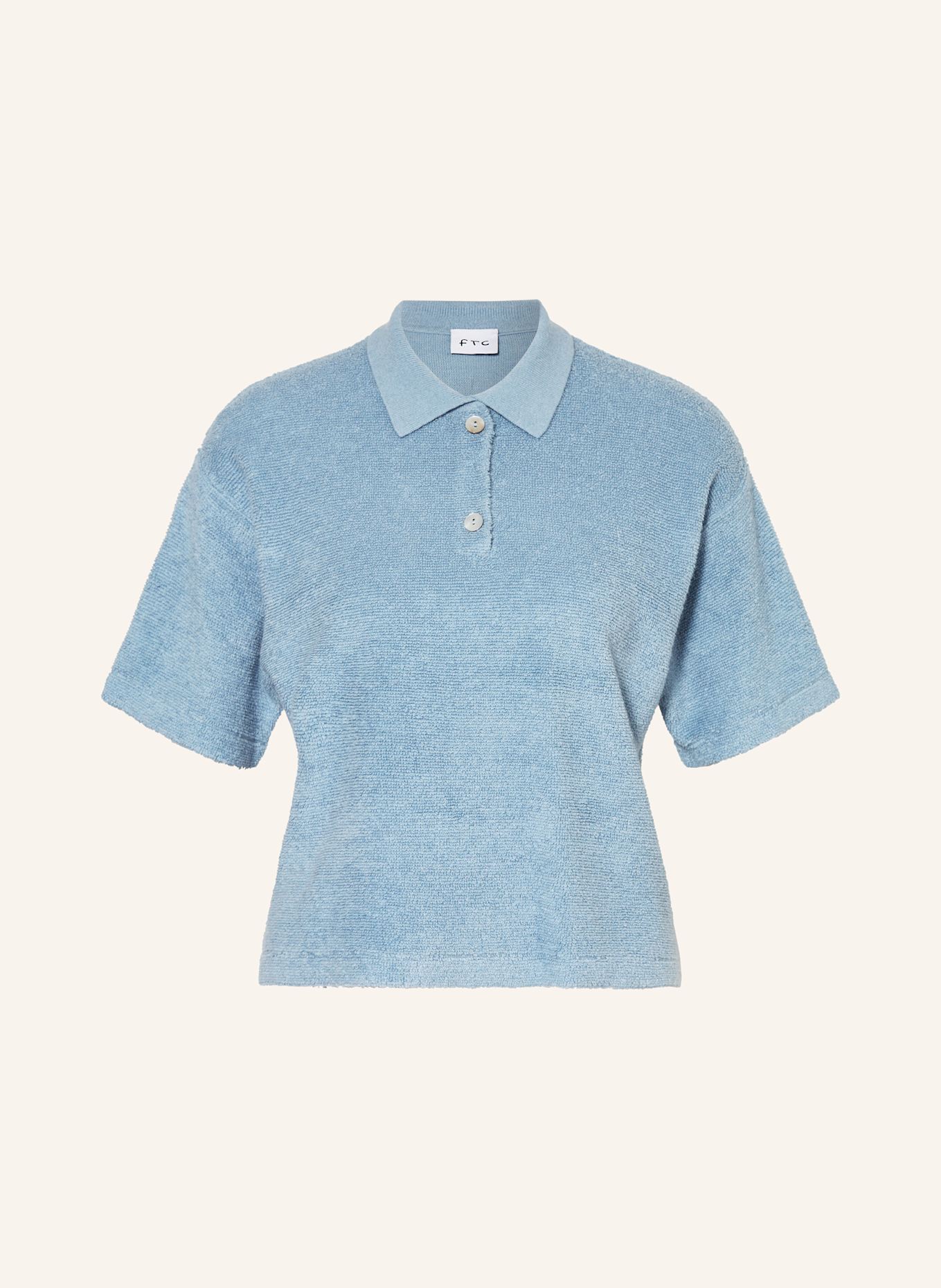 FTC CASHMERE Frottee-Poloshirt: HELLBLAU
