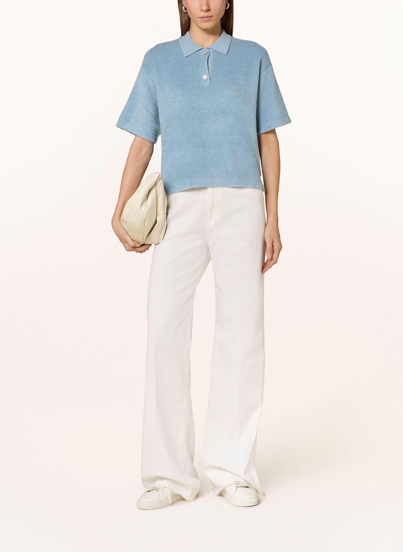 FTC CASHMERE Frottee-Poloshirt: HELLBLAU