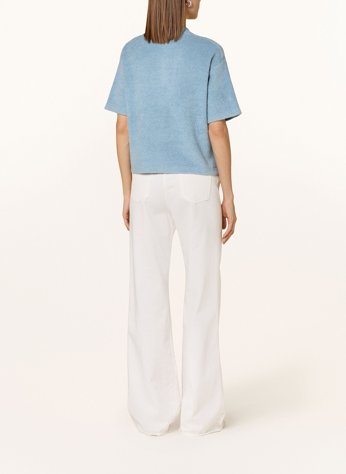 FTC CASHMERE Frottee-Poloshirt: HELLBLAU