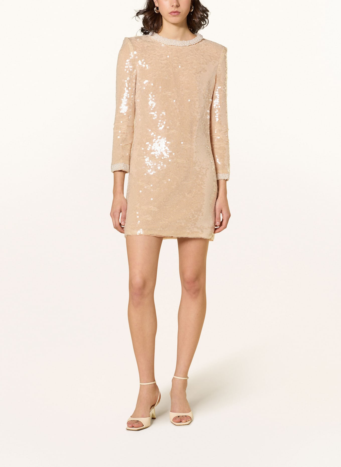self-portrait Kleid mit Pailletten: BEIGE