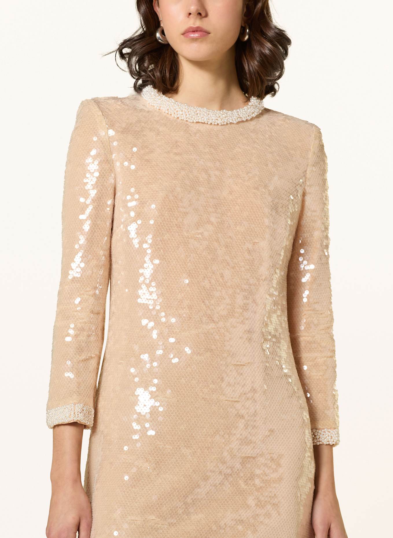 self-portrait Kleid mit Pailletten: BEIGE