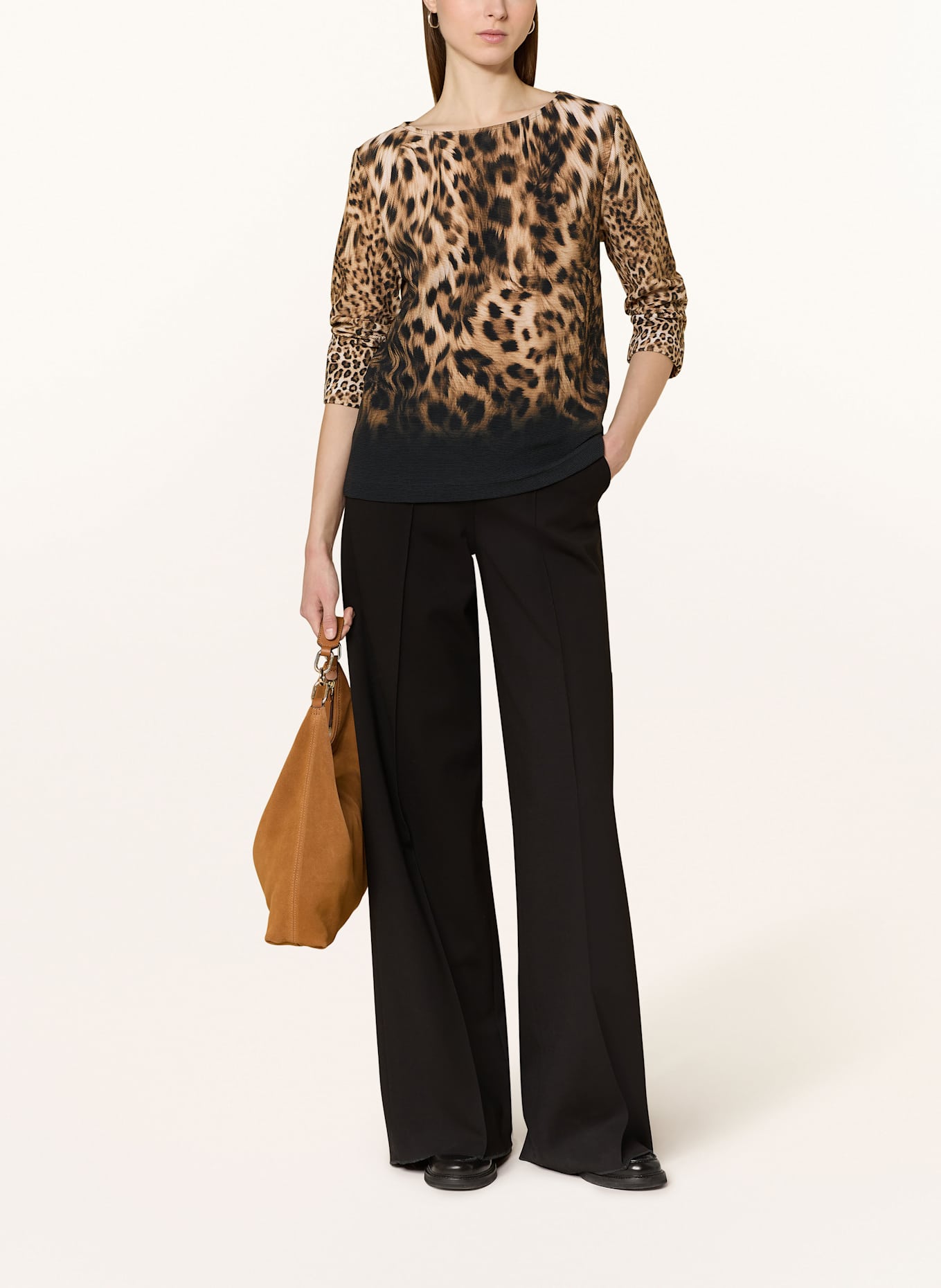 ZAÍDA Shirt with 3/4 sleeves: CAMEL / BLACK