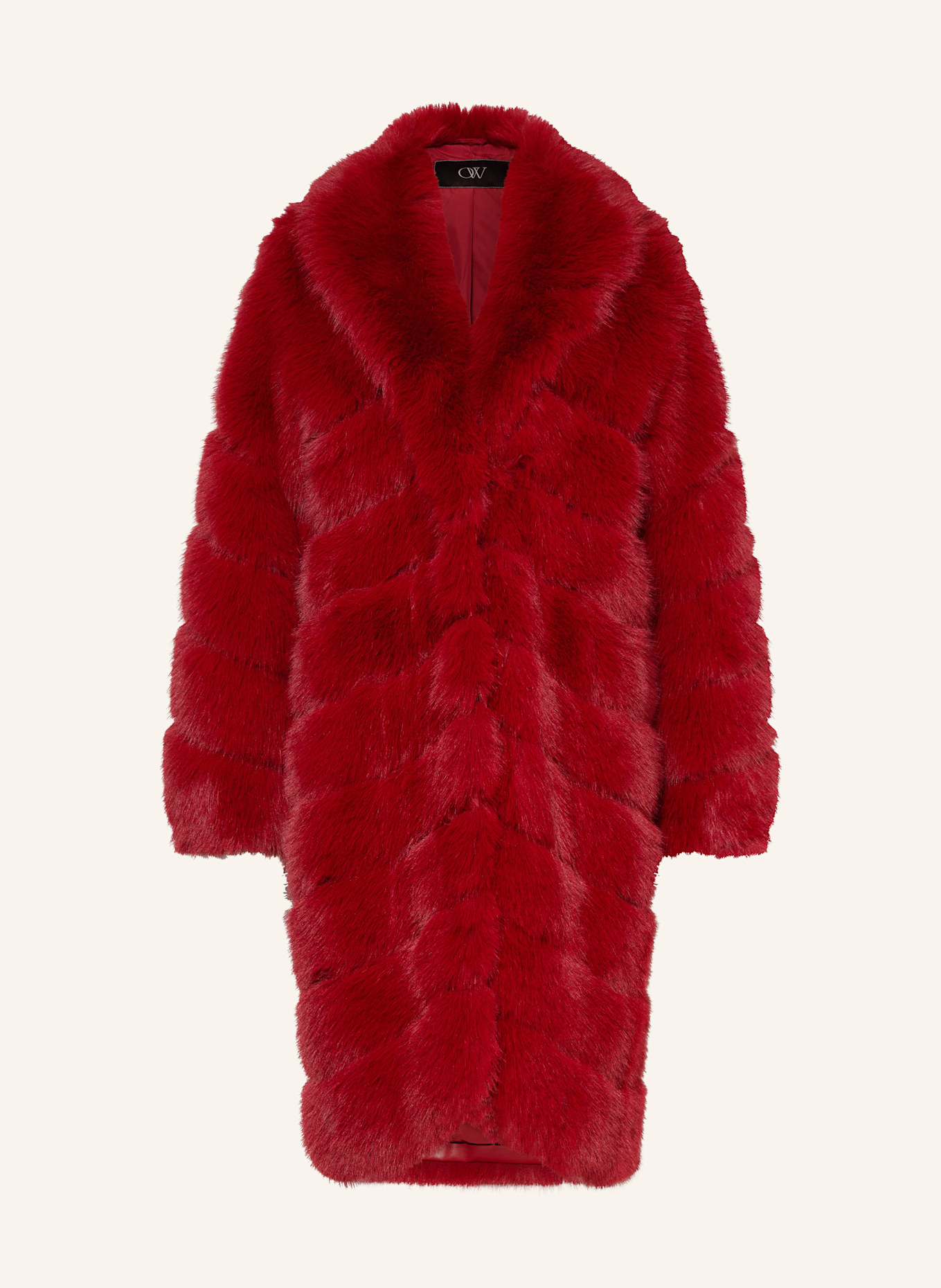 OW Collection Kunstfell-Mantel COPENHAGEN: DUNKELROT
