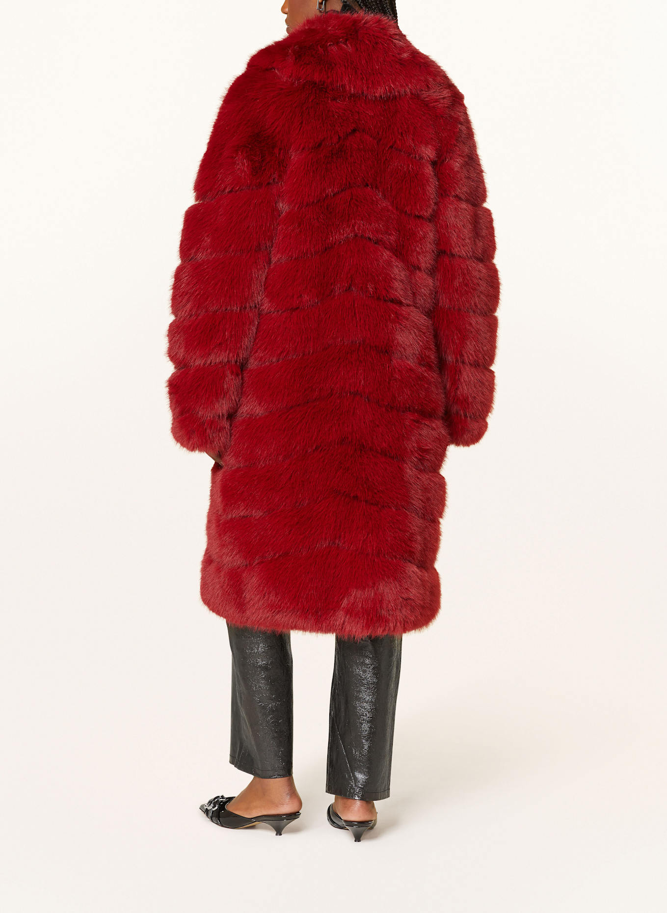 OW Collection Kunstfell-Mantel COPENHAGEN: DUNKELROT