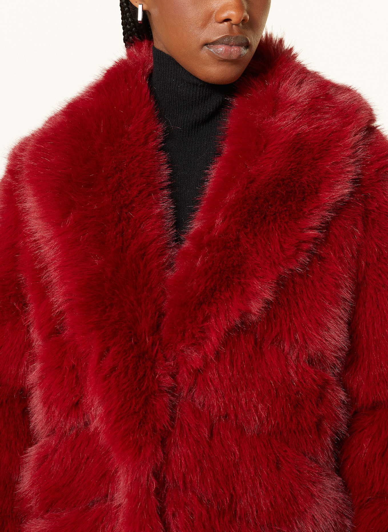 OW Collection Kunstfell-Mantel COPENHAGEN: DUNKELROT