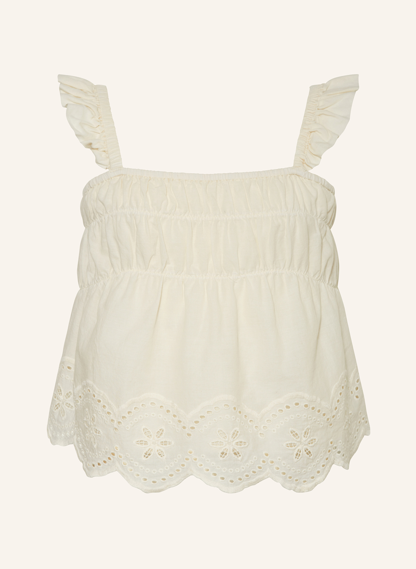 GARCIA Top z dziurkowaną koronką: ECRU