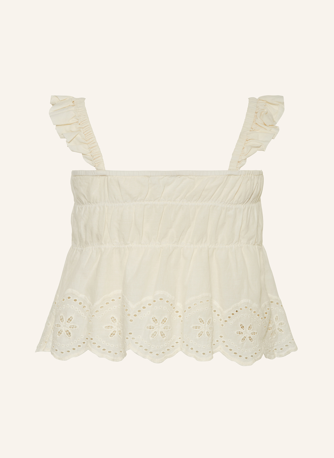 GARCIA Top z dziurkowaną koronką: ECRU