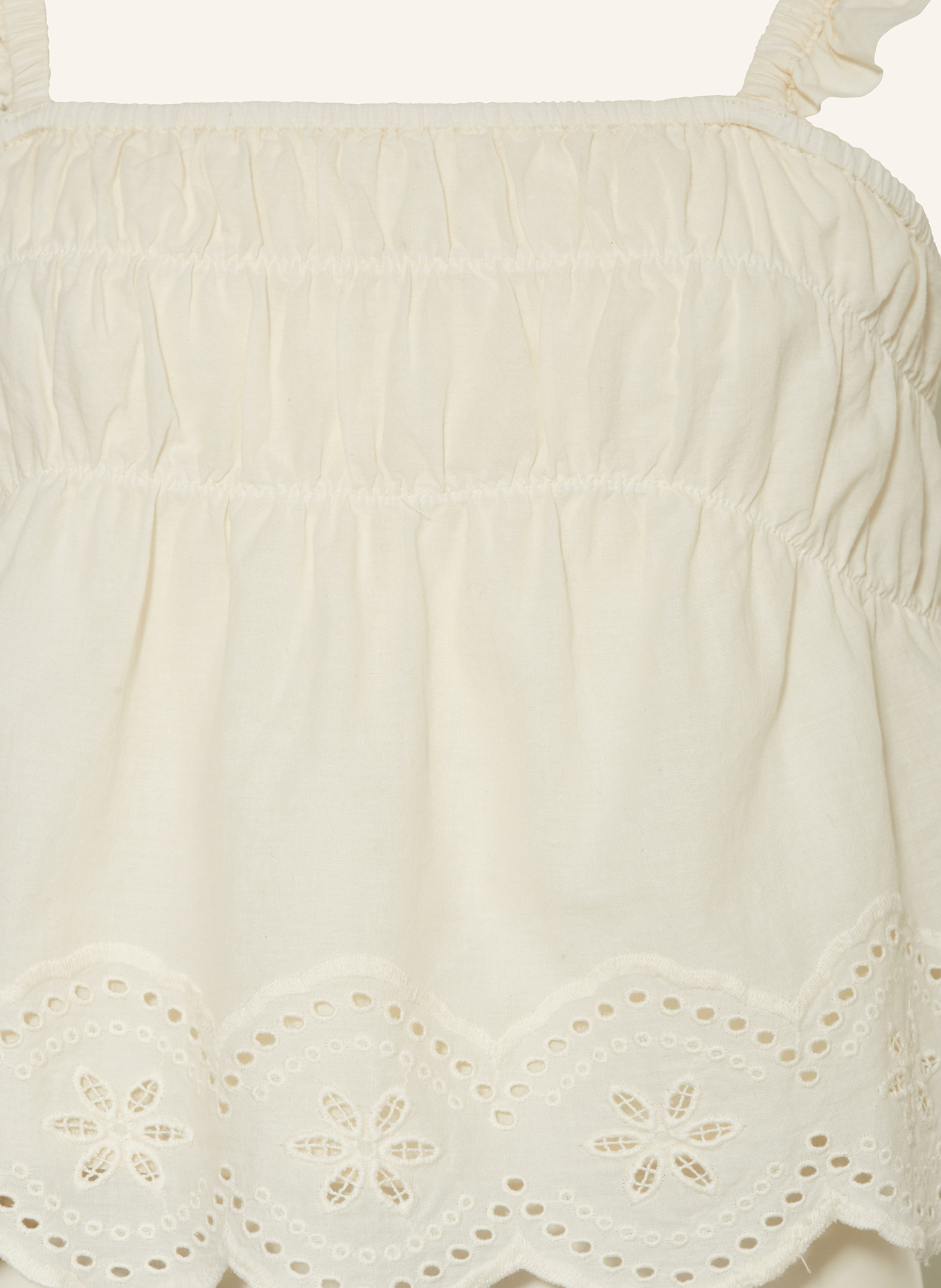 GARCIA Top z dziurkowaną koronką: ECRU