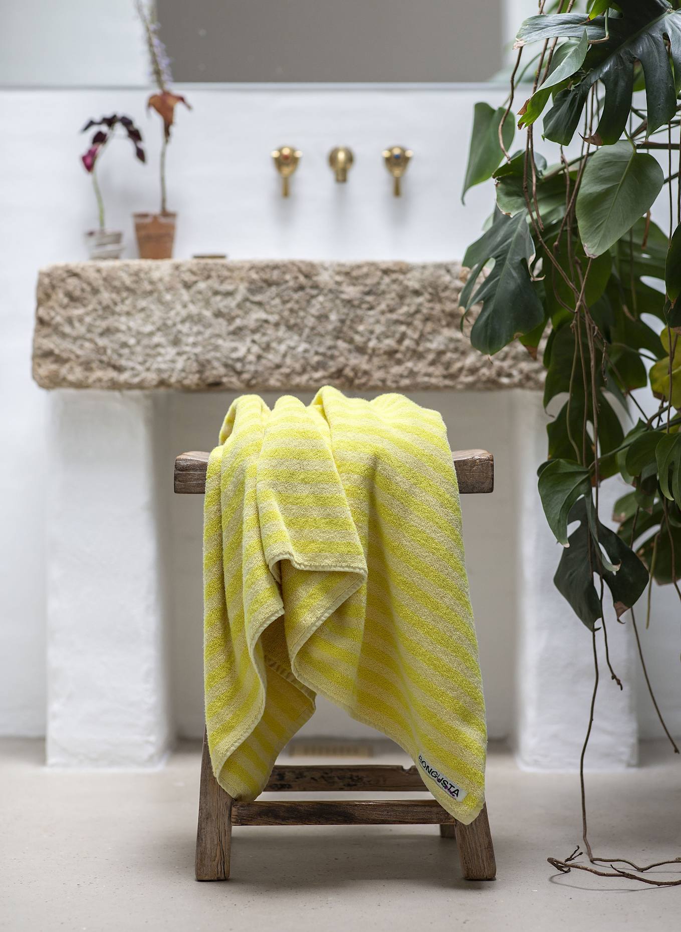 BONGUSTA Beach towel NARAM: NEON YELLOW/ LIGHT YELLOW